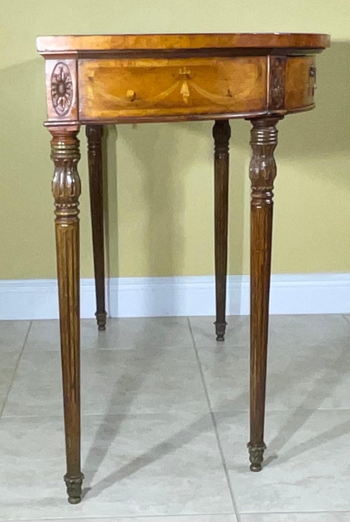 Satinwood Inlaid Demilune Pier Table  For Sale 4