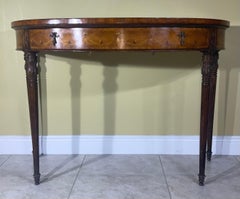 Satinwood Inlaid Demilune Pier Table