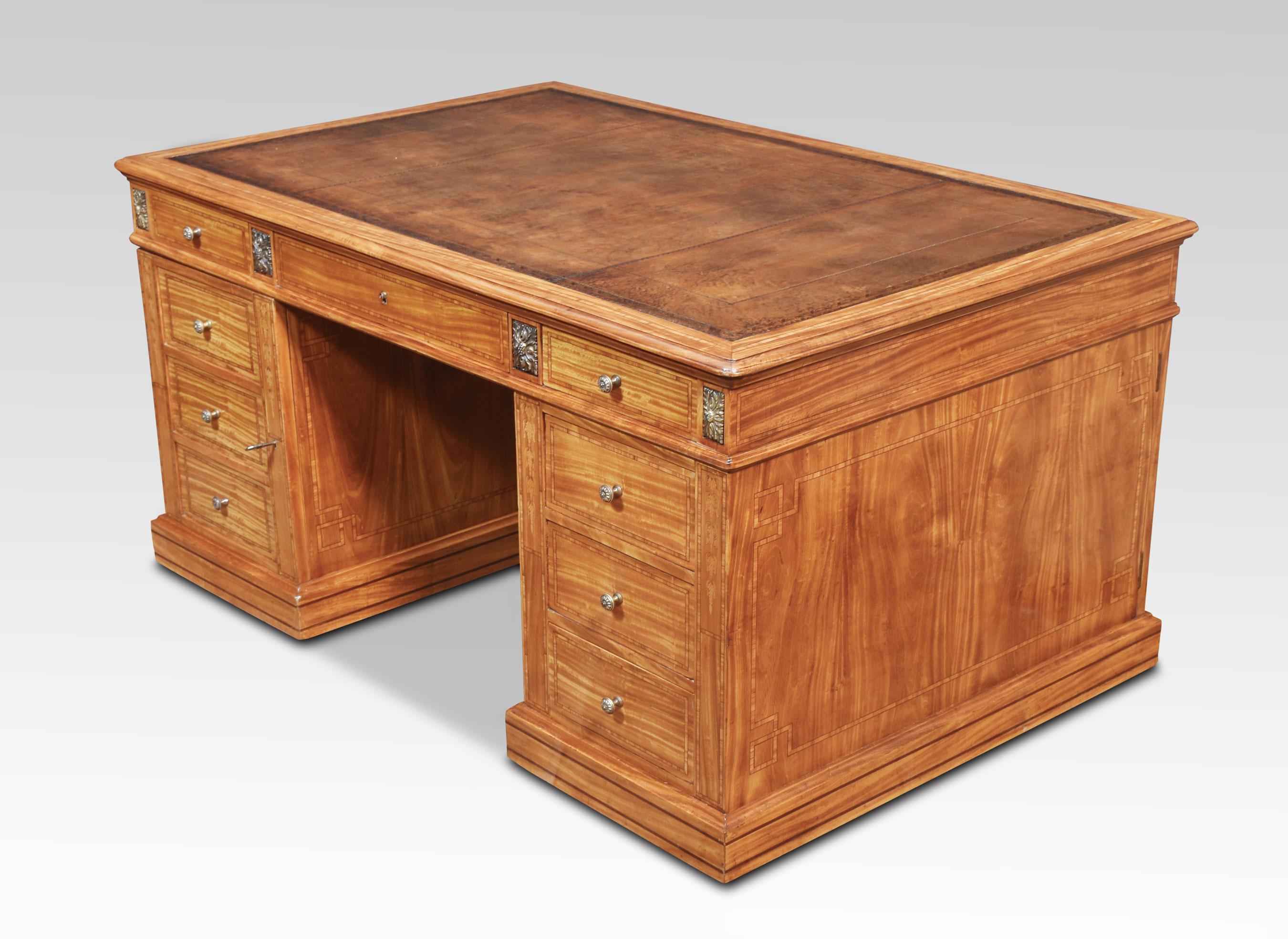 Satinwood Inlaid Partners Desk For Sale 3