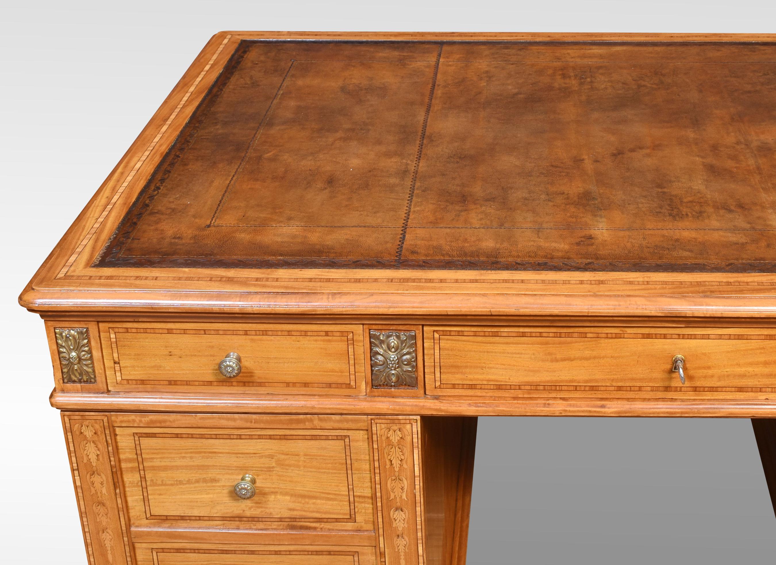 Satinwood Inlaid Partners Desk For Sale 4