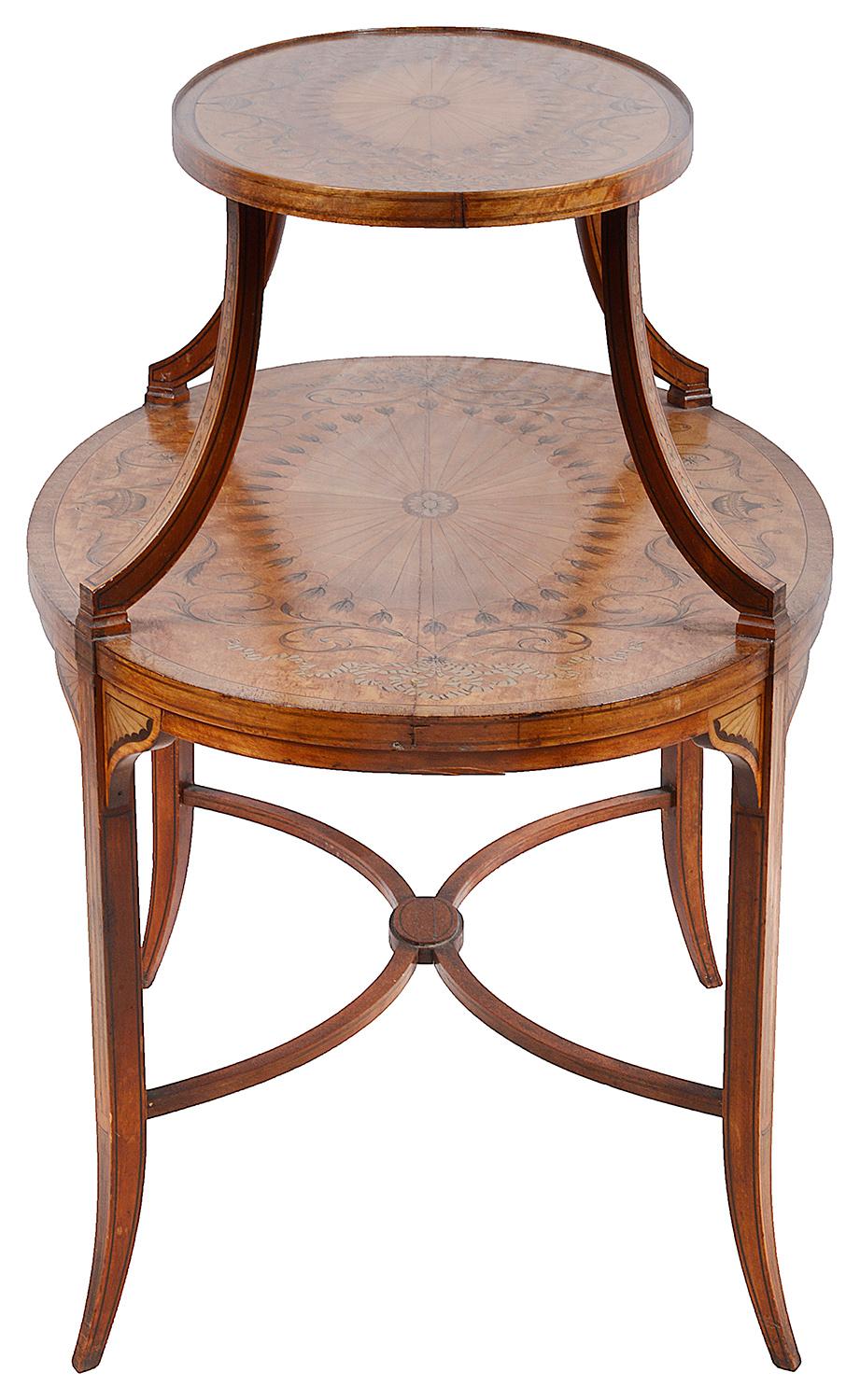 Sheraton Satinwood Inlaid Two-Tier Side Table, 19th Century