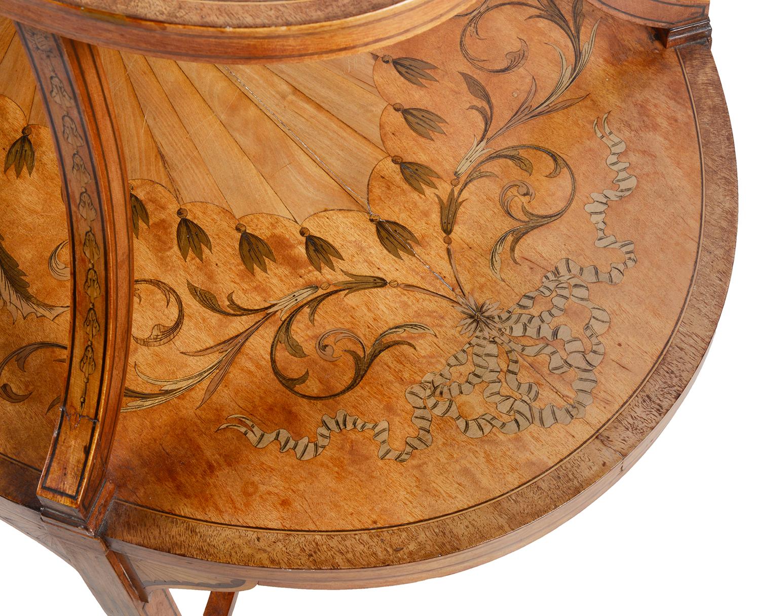 Satinwood Inlaid Two-Tier Side Table, 19th Century In Good Condition In Brighton, Sussex