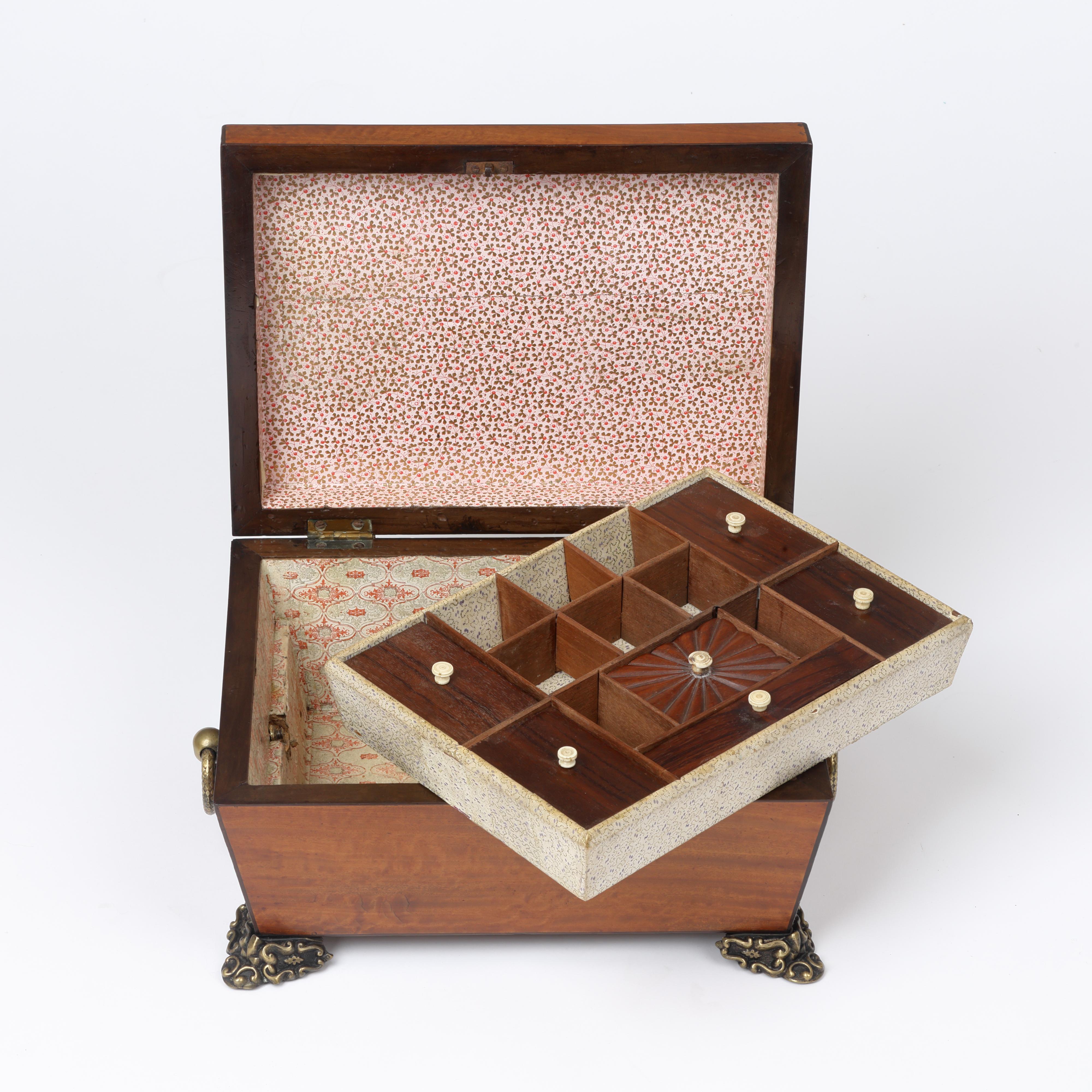 Regency Satinwood Needlework or Jewellery Box For Sale