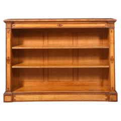 Satinwood open bookcase By C Hindley and Sons