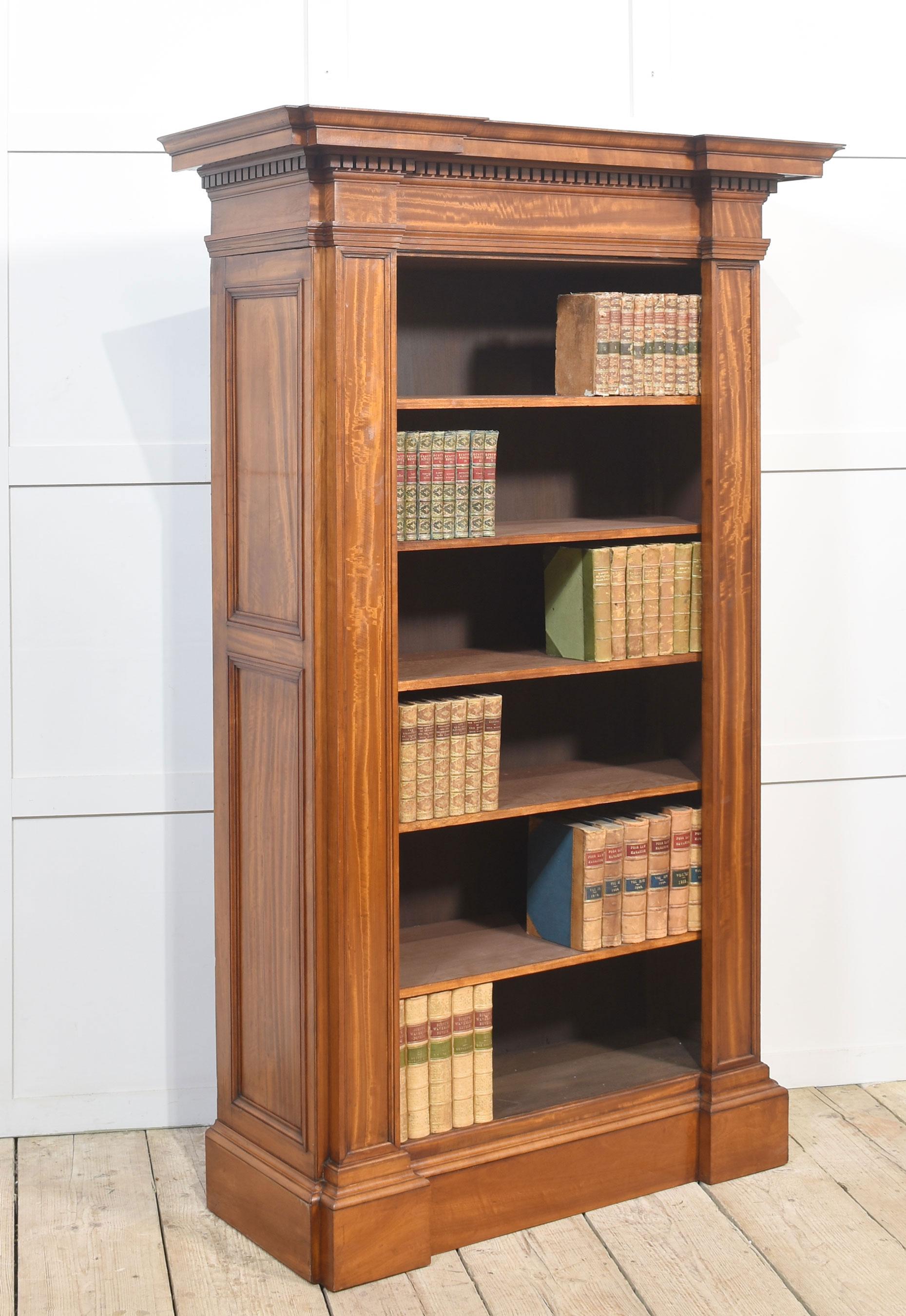 British Satinwood open bookcase For Sale