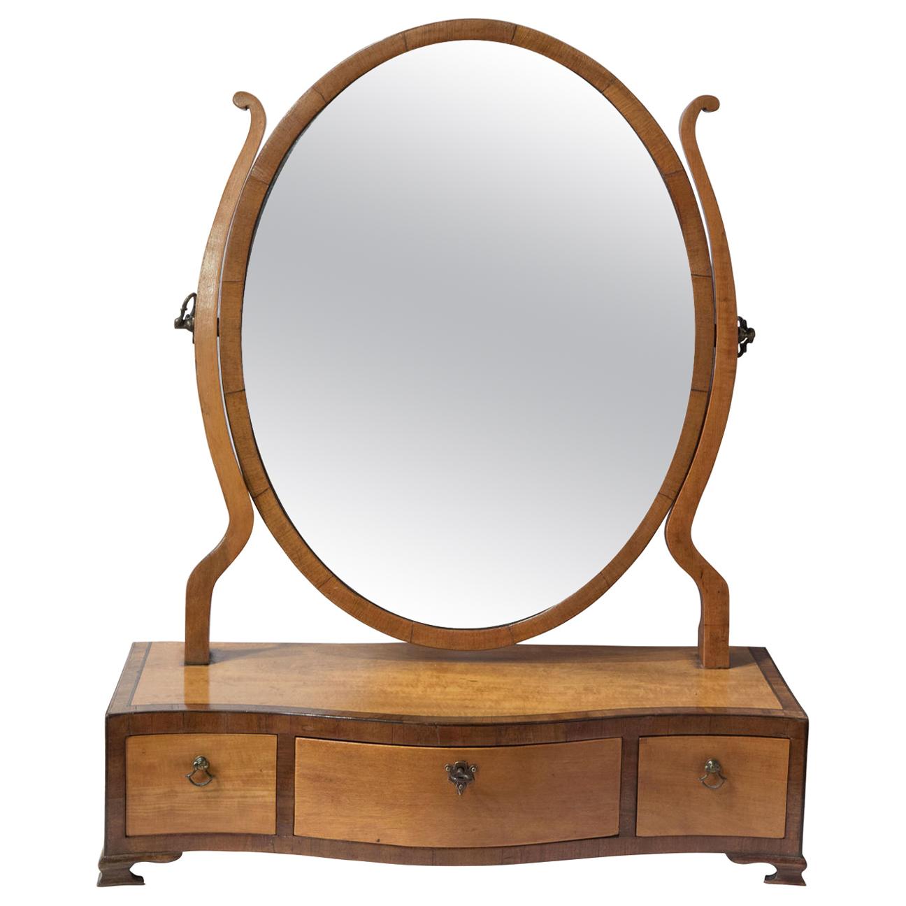 Satinwood Oval Dressing Table Mirror, circa 1800 For Sale at 1stDibs