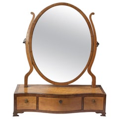 Antique Satinwood Oval Dressing Table Mirror, circa 1800