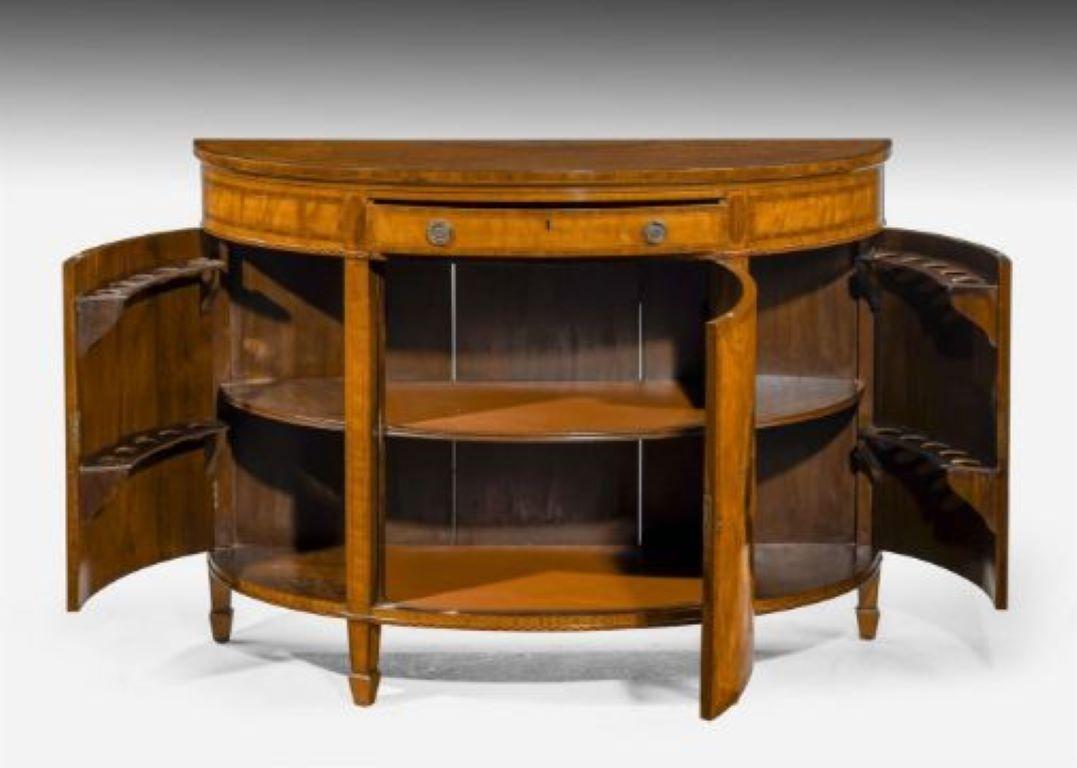 Satinwood & Polychrome Demi-Lune Commode, late 19th Century In Good Condition For Sale In Lincoln, GB