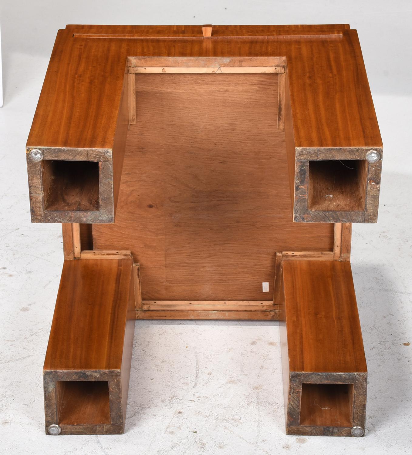 Satinwood Pull Out Side Table by Michel Dufet In Good Condition For Sale In Montreal, QC