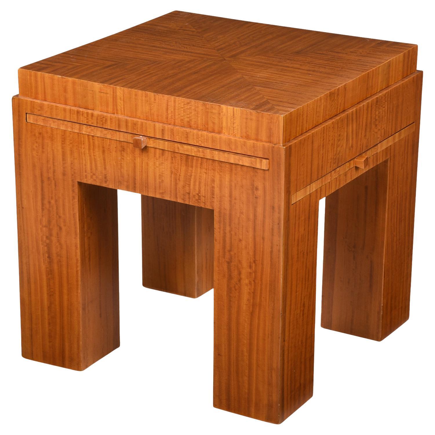 Satinwood Pull Out Side Table by Michel Dufet For Sale