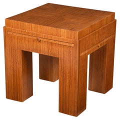 Satinwood Pull Out Side Table by Michel Dufet