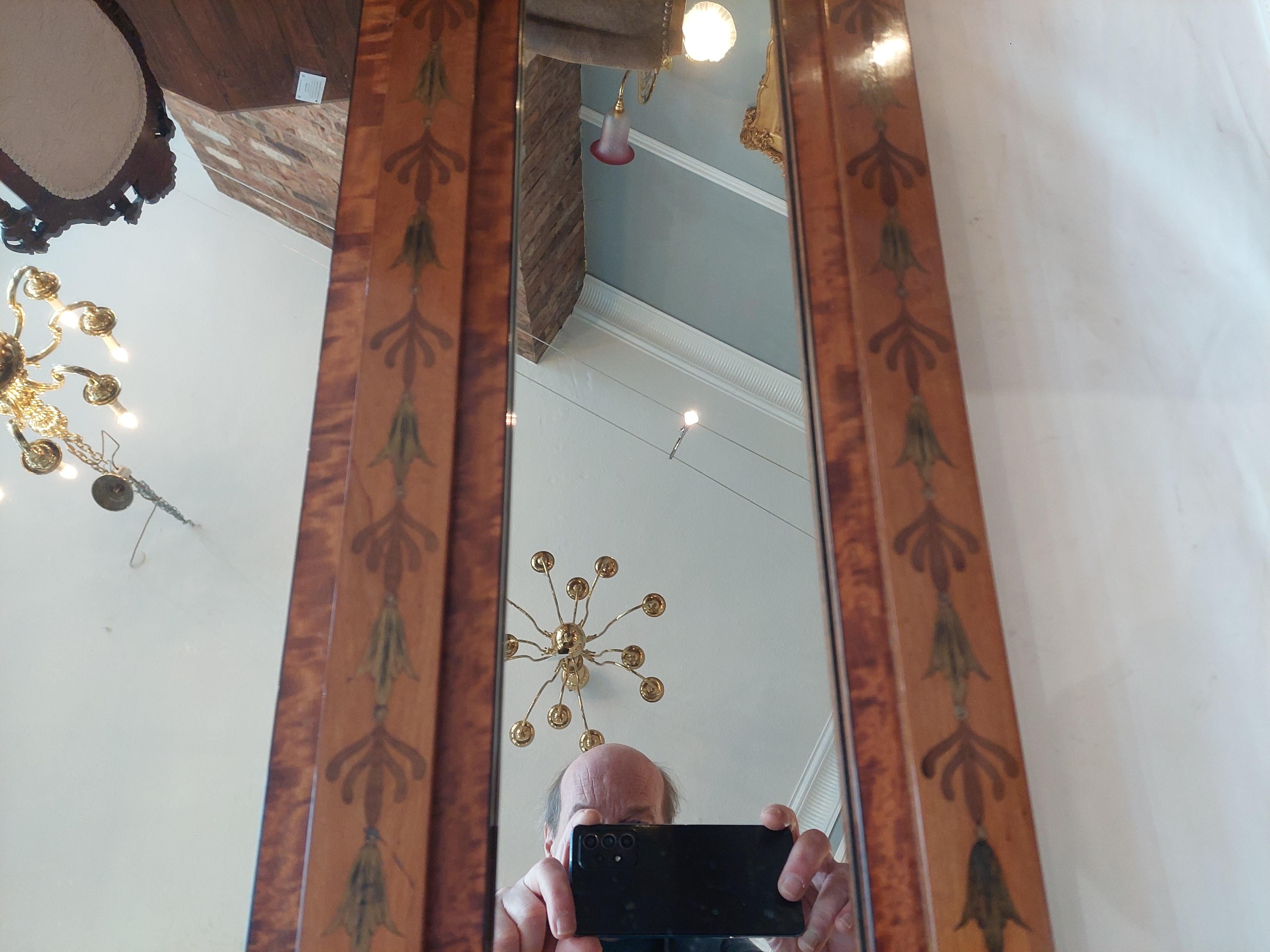 Satinwood Sheraton Style Over Mantel Mirror For Sale 1
