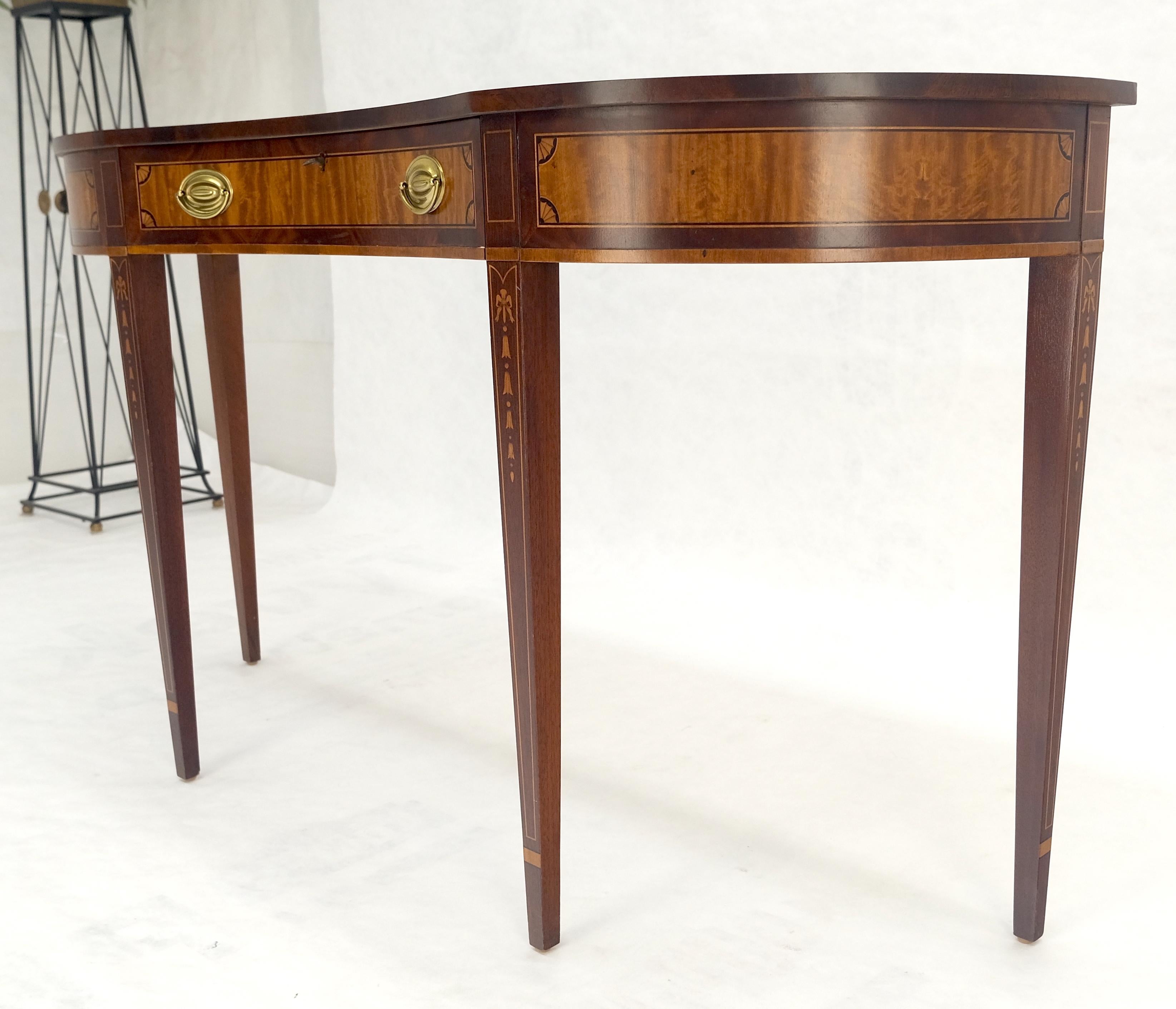 Satinwood Very Fine Inlayed Serpentine Front One Drawer Console Sofa Table MINT! en vente 4