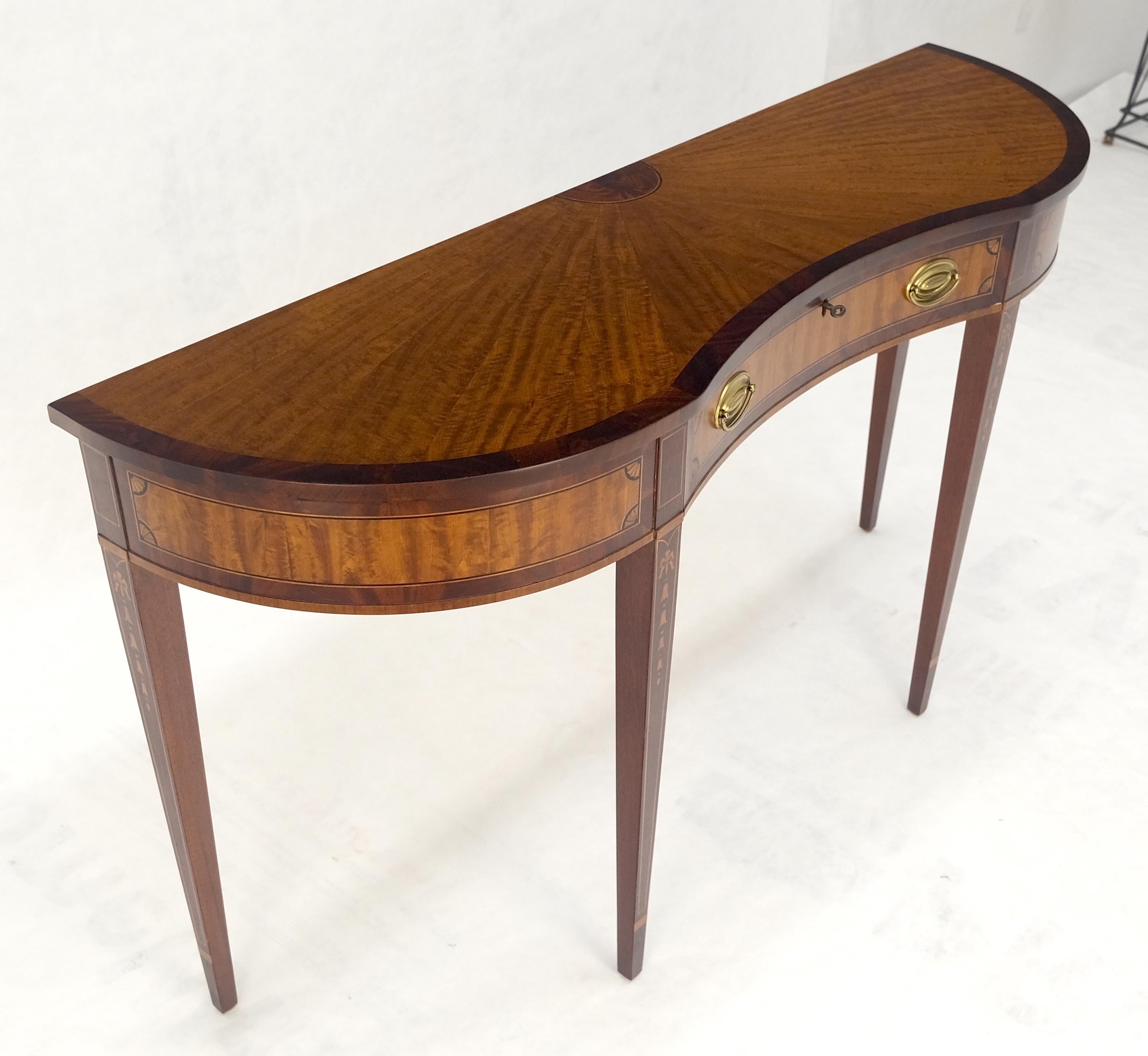 Satinwood Very Fine Inlayed Serpentine Front One Drawer Console Sofa Table MINT! en vente 6