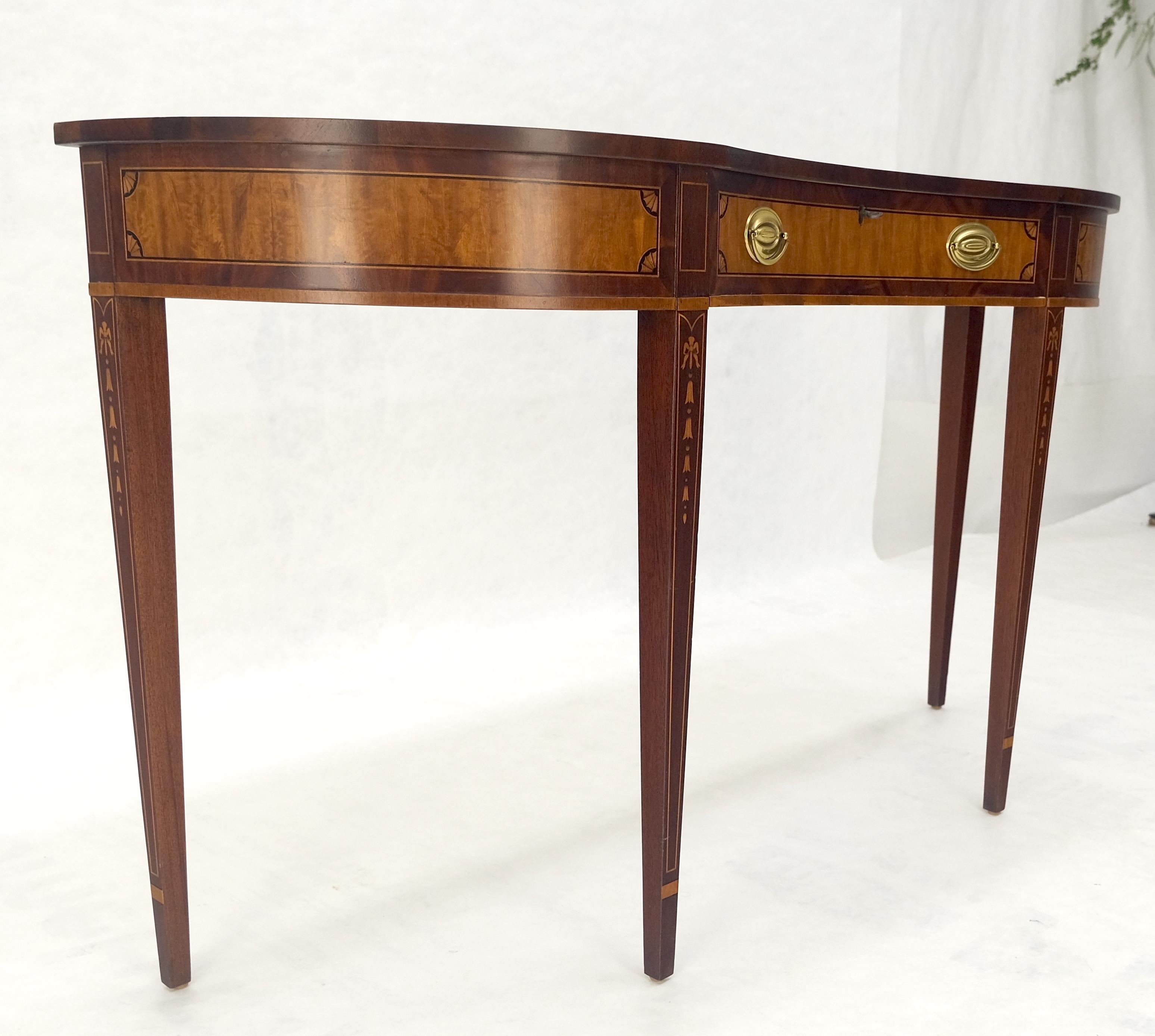 Satinwood Very Fine Inlayed Serpentine Front One Drawer Console Sofa Table MINT! en vente 7