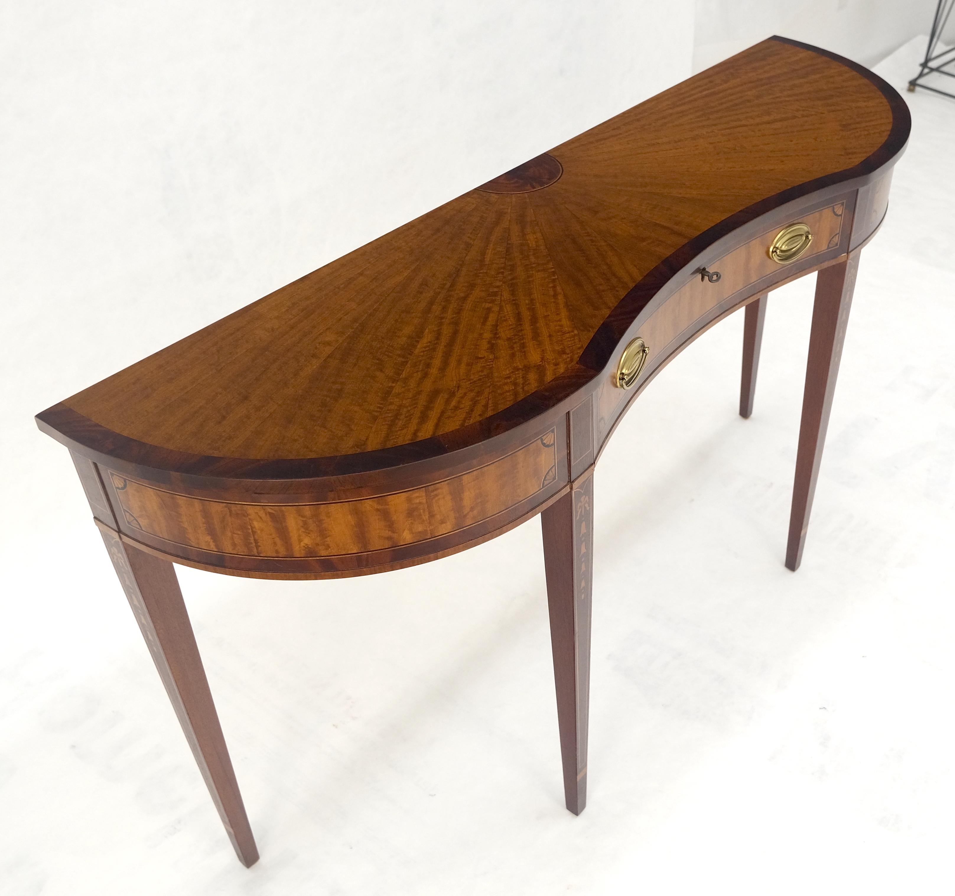 Satinwood Very Fine Inlayed Serpentine Front One Drawer Console Sofa Table MINT! en vente 8