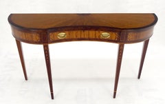 ¡Mesa consola de sofá de madera satinada con incrustaciones muy finas y frente serpentino de un cajón MINT!