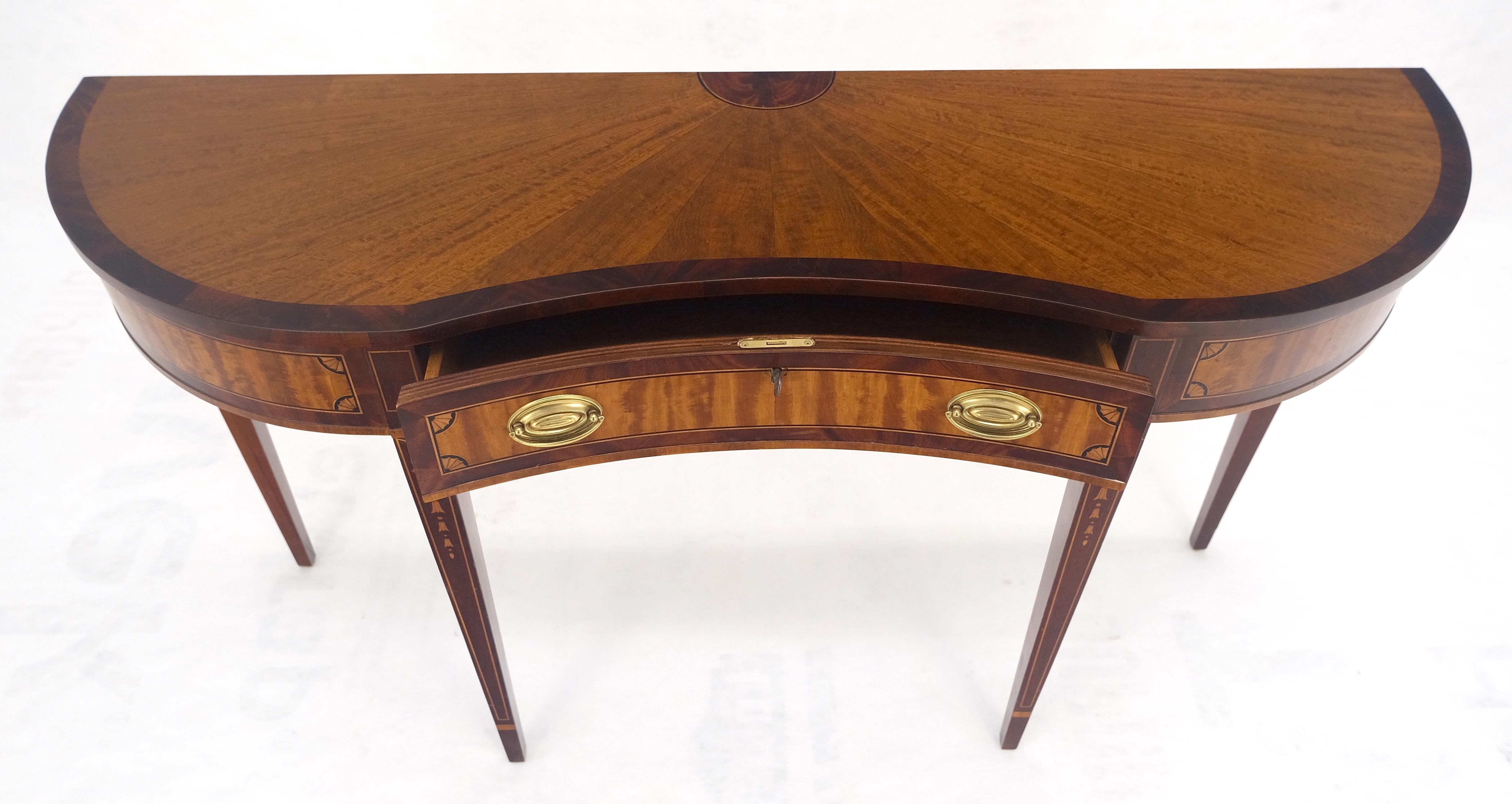 Satinwood Very Fine Inlayed Serpentine Front One Drawer Console Sofa Table MINT! Bon état - En vente à Rockaway, NJ
