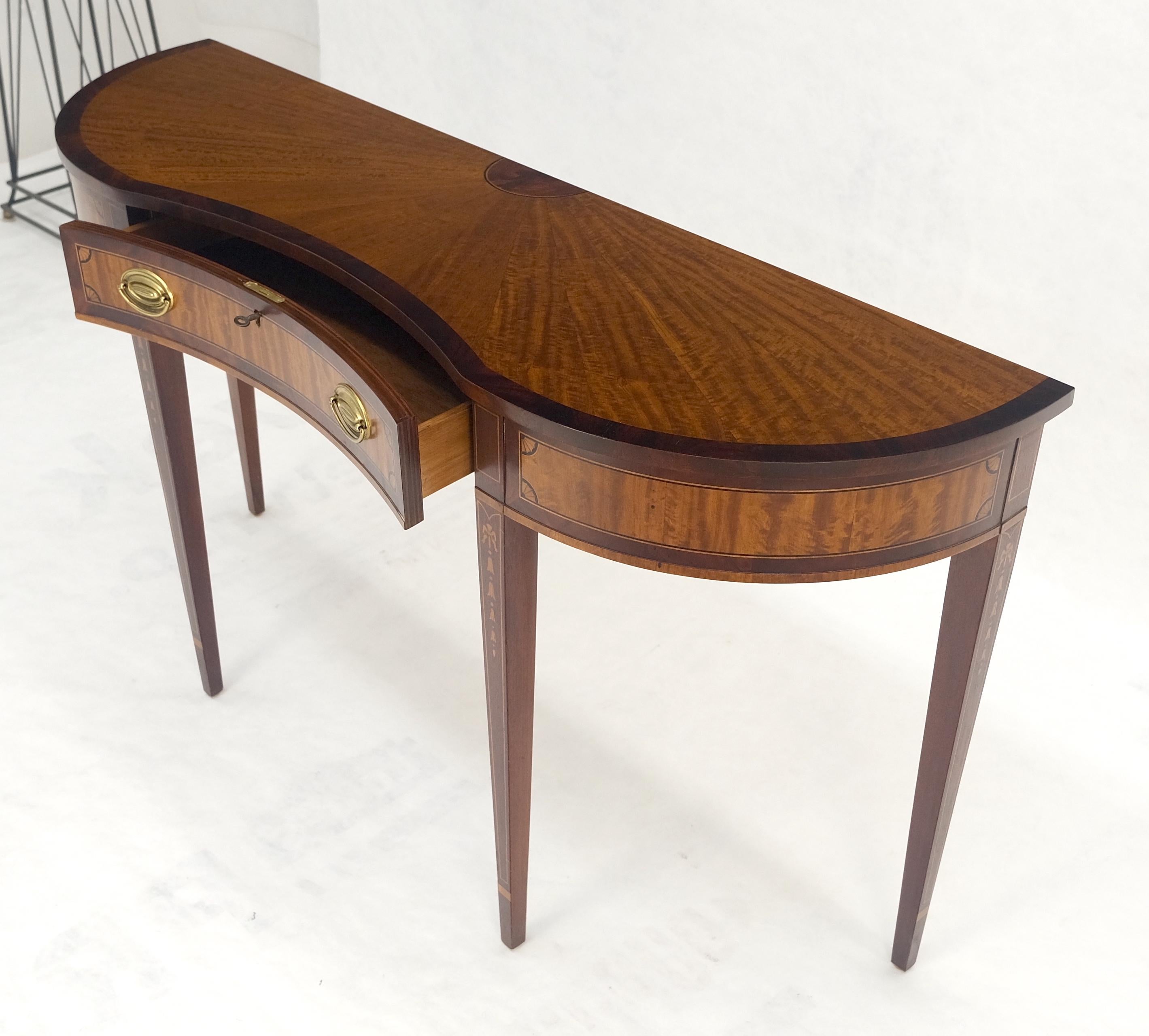Satinwood Very Fine Inlayed Serpentine Front One Drawer Console Sofa Table MINT! en vente 2