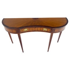 Satinwood Very Fine Inlayed Serpentine Front One Drawer Console Sofa Table MINT!
