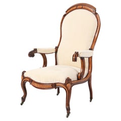 Satinwood Victorian High Back Armchair or Voltaire Chair, 1860s