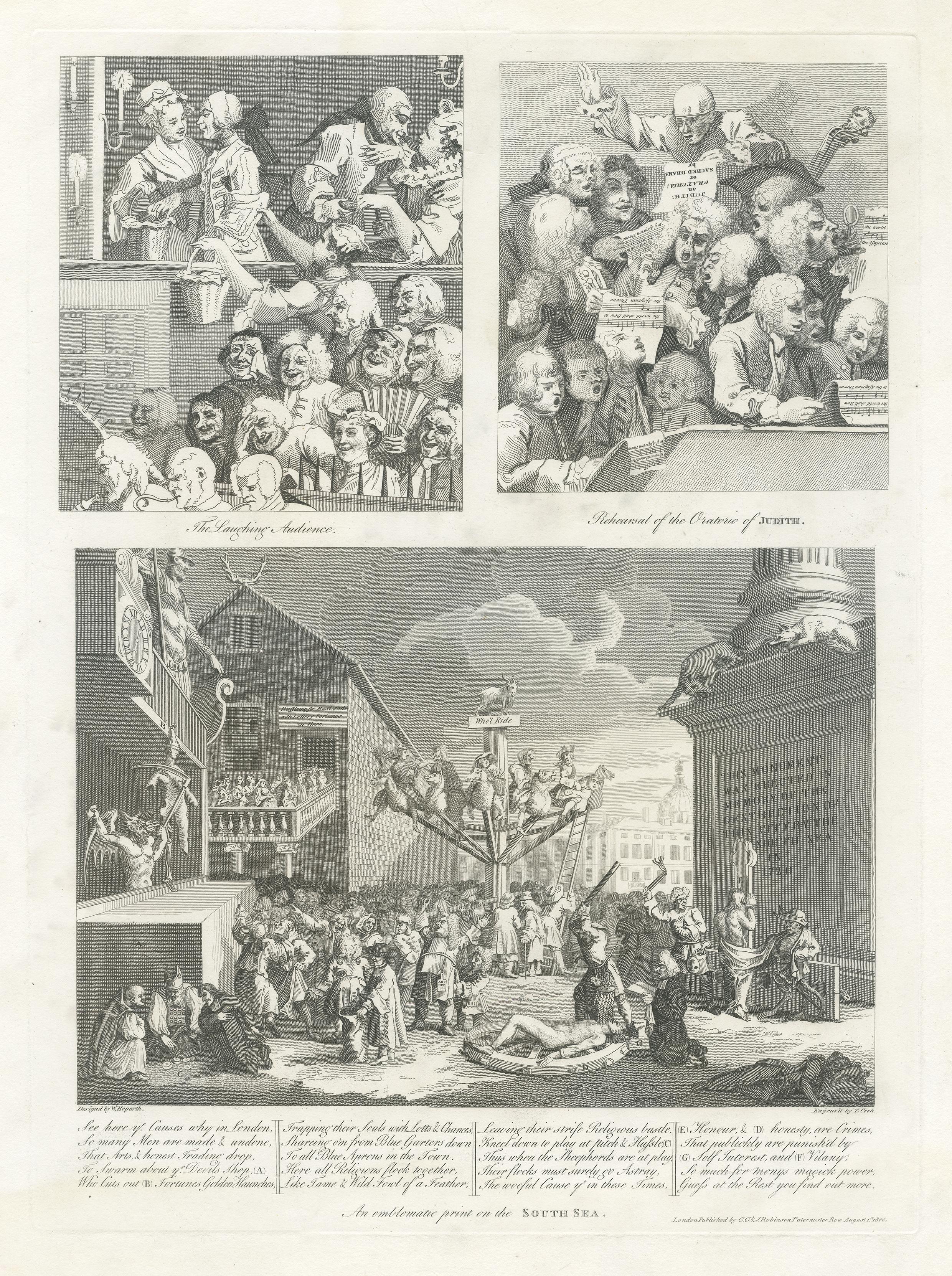 Satire sur la bulle des mers du Sud et la société britannique par William Hogarth, 1800 en vente 6
