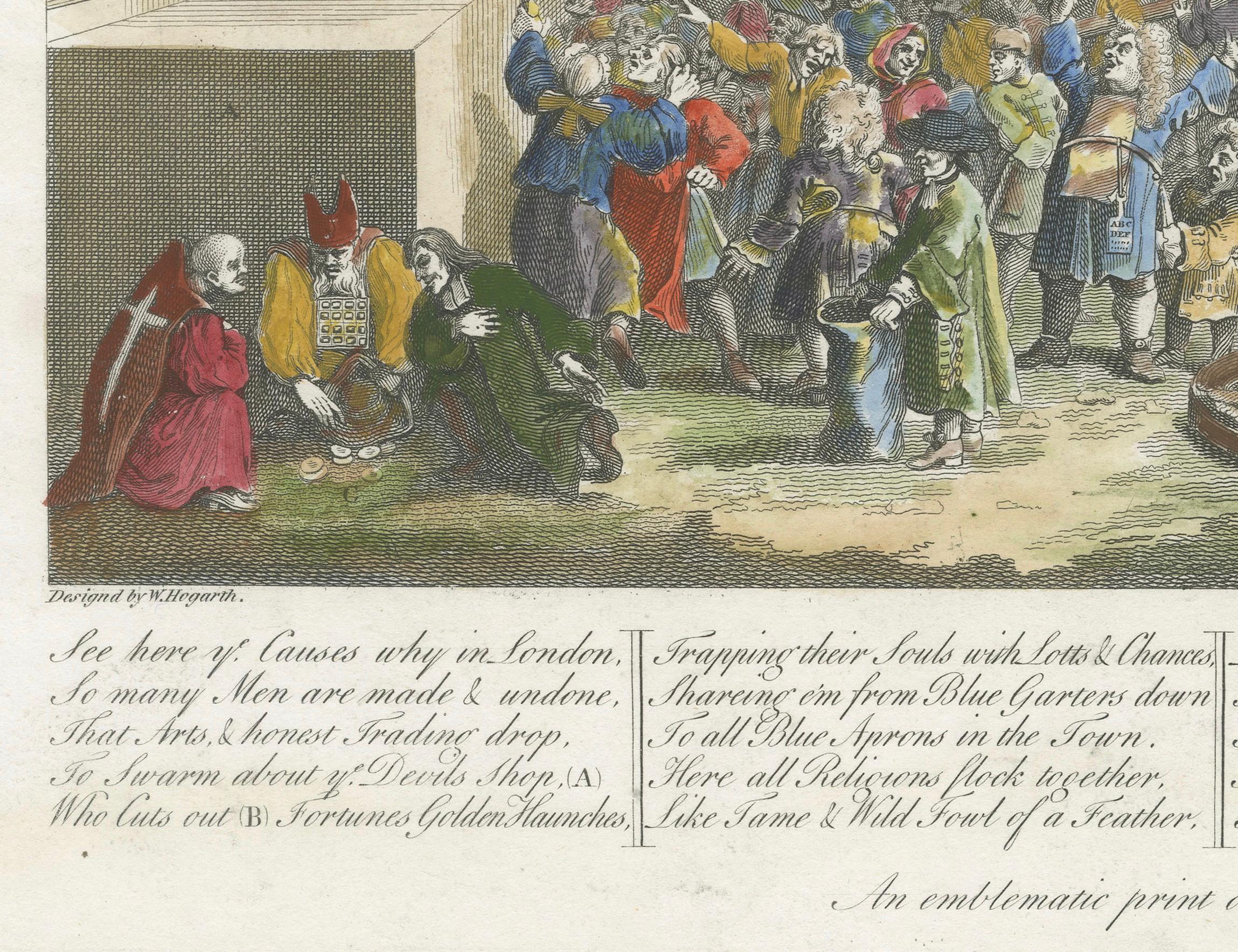 Satire sur la bulle des mers du Sud et la société britannique par William Hogarth, 1800 Bon état - En vente à Langweer, NL