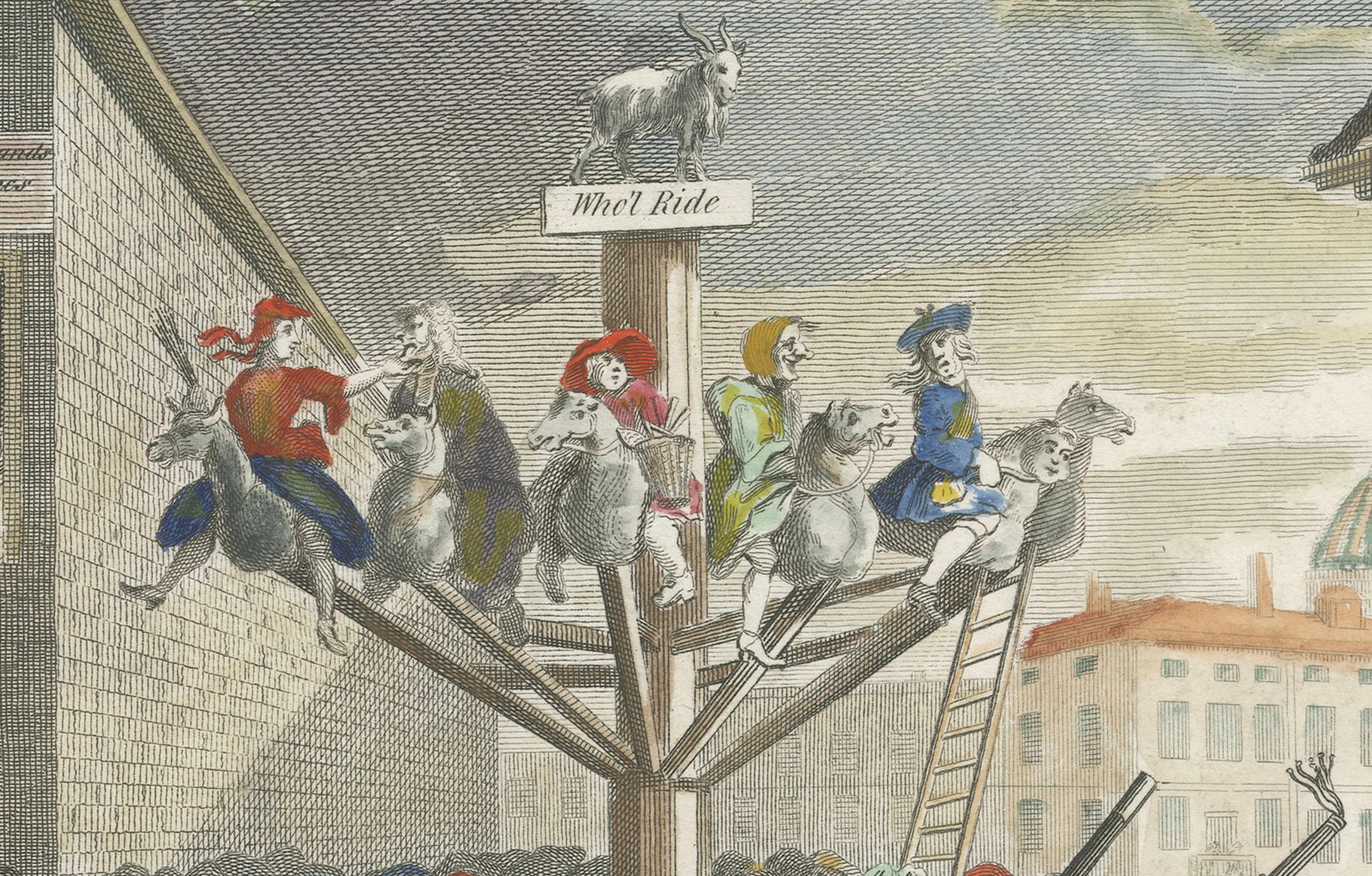Papier Satire sur la bulle des mers du Sud et la société britannique par William Hogarth, 1800 en vente