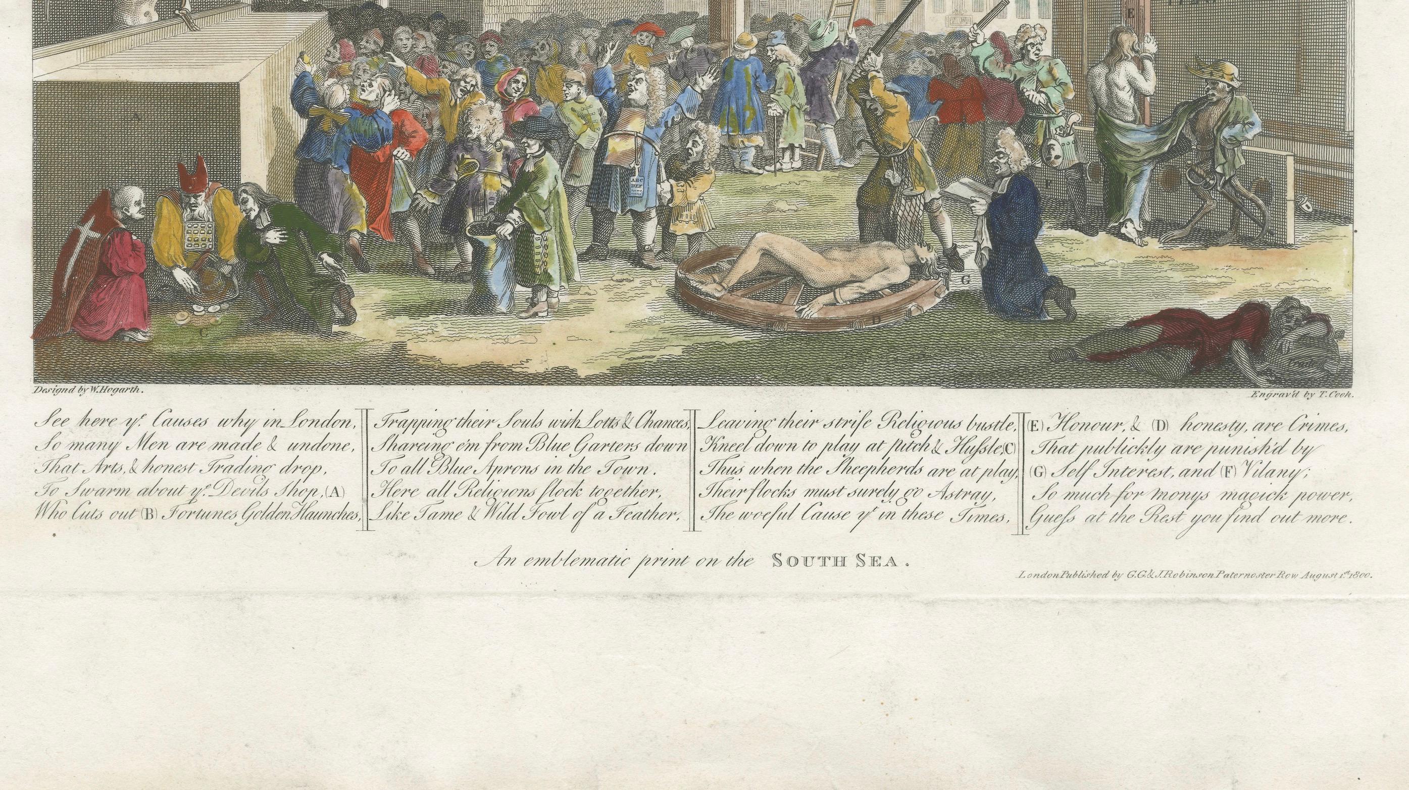 Satire sur la bulle des mers du Sud et la société britannique par William Hogarth, 1800 en vente 1
