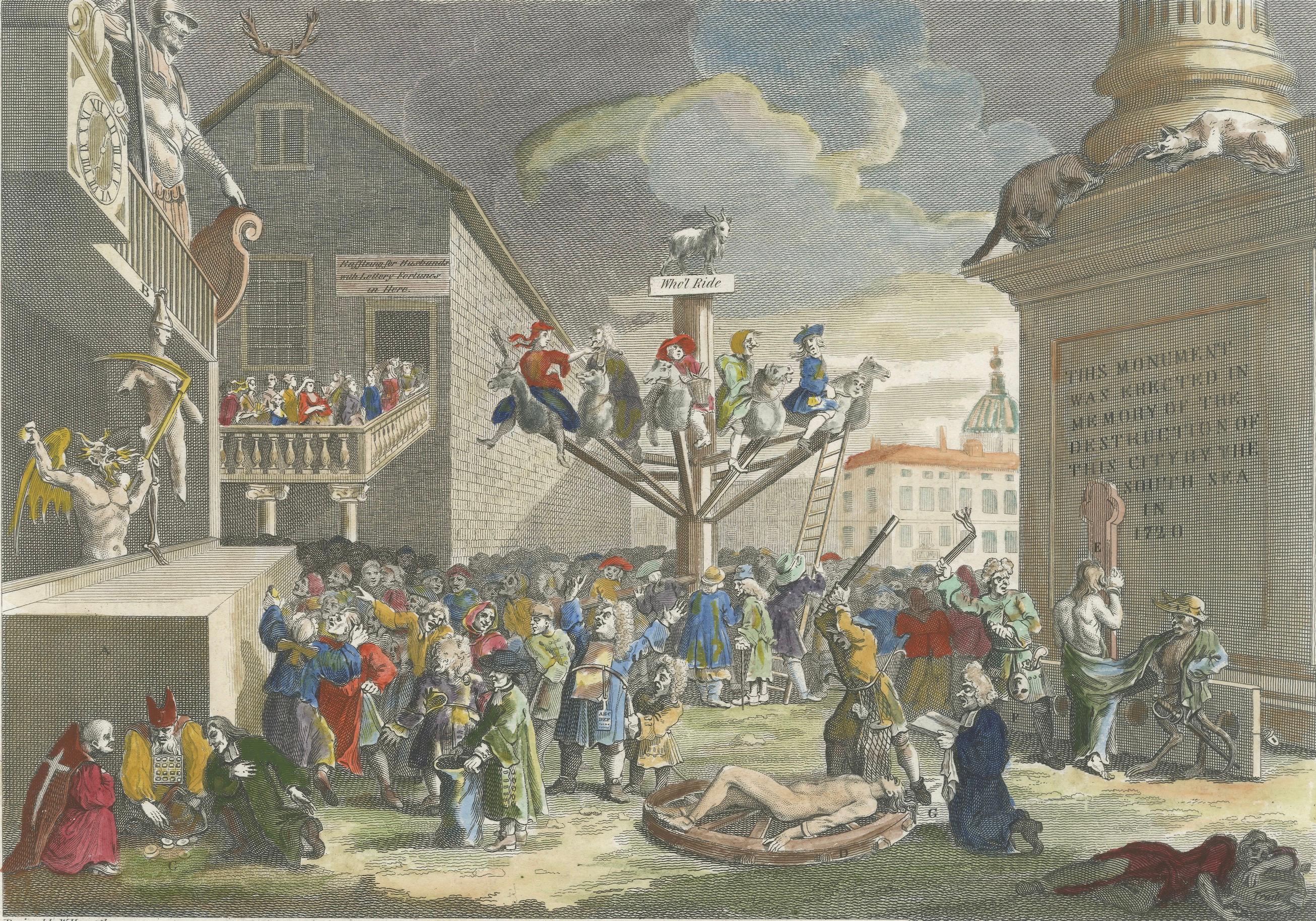 Satire sur la bulle des mers du Sud et la société britannique par William Hogarth, 1800 en vente 2