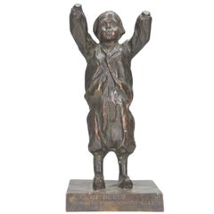 Bronze satirique belge du Congo de Léopold II intitulé Le Petit Belgique