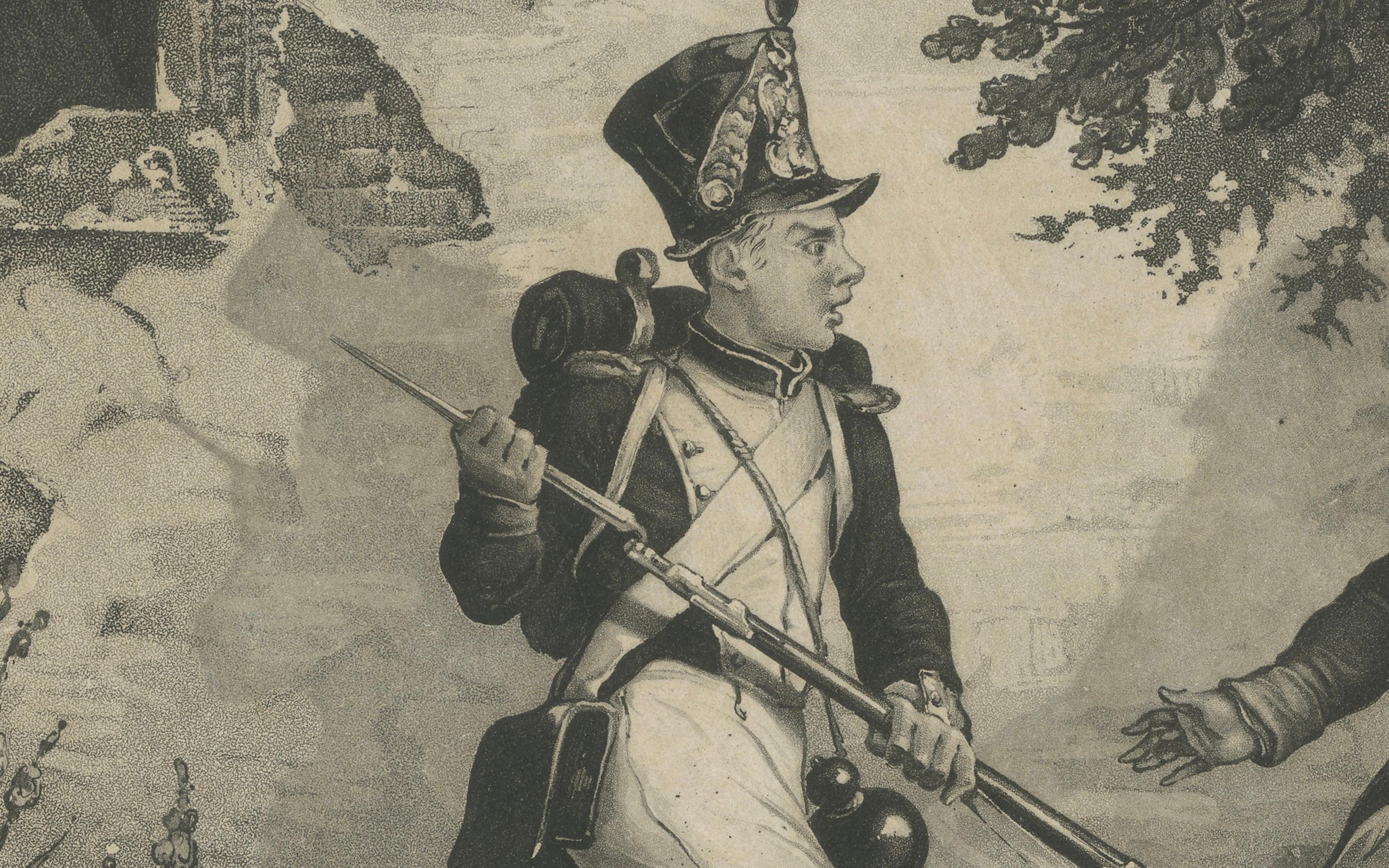 Satirical German Military Engraving of Napoleon as the Little Corporal, c1835