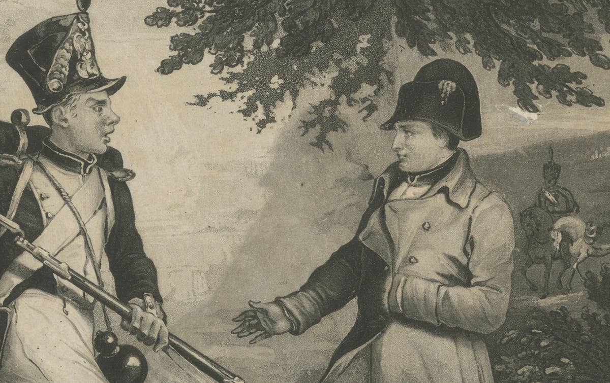 Satirical German Military Engraving of Napoleon as the Little Corporal, c1835