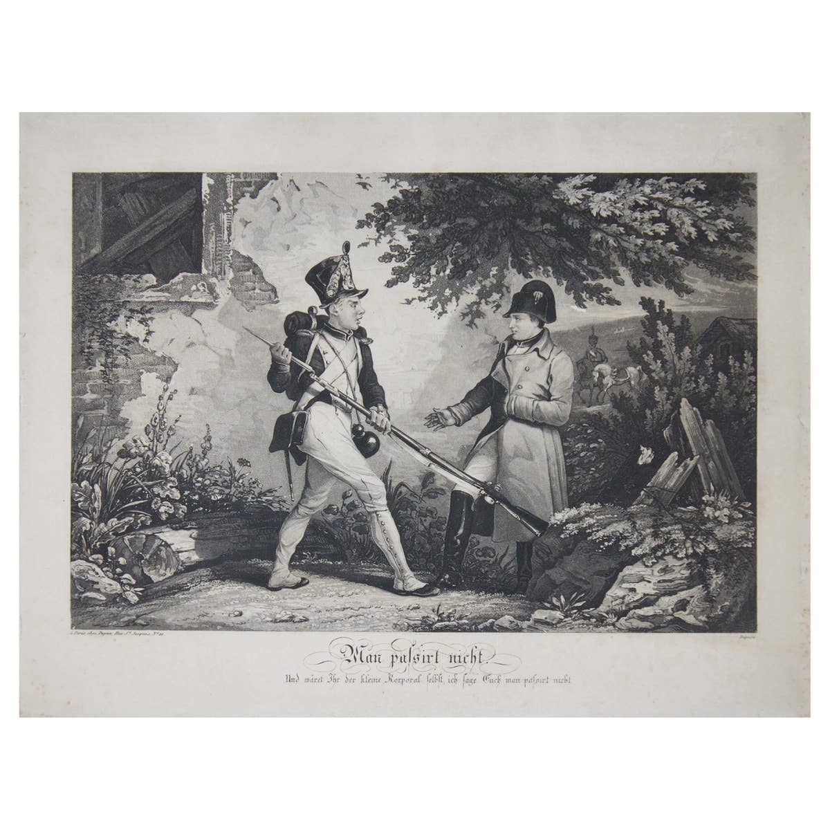 Satirical German Military Engraving of Napoleon as the Little Corporal, c1835