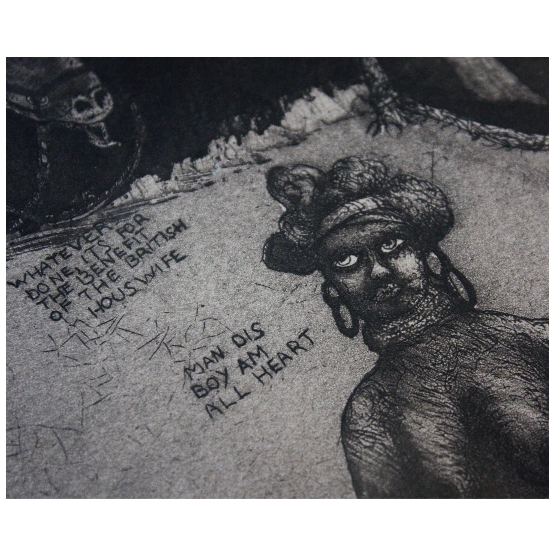 Eine feine Tusche und handkolorierte Radierung von Peter Jacques 

Über Peter ist nur wenig bekannt. Er war ein Grafiker, der in Radierung und Aquarell arbeitete und am Camden Art Center London studierte, das damals in der Arkwright Road, Finchley