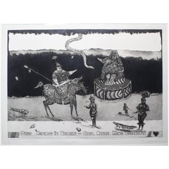 tirische Lithographie "Lobengula" des Londoner Künstlers Royal Academy von Peter Jacques