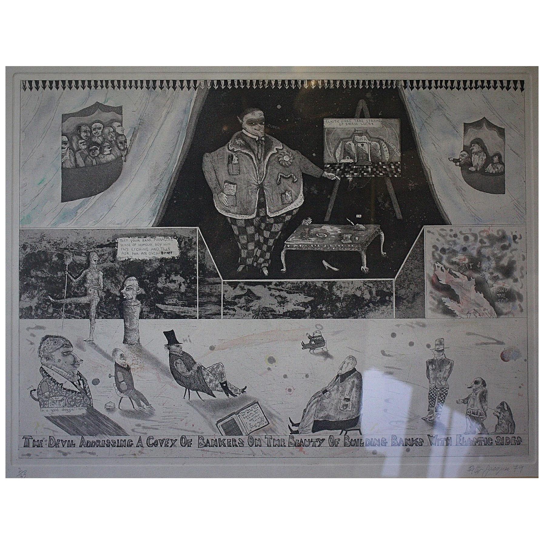 A fine ink and hand tinted etching by Peter Jacques

Little is known about Peter, he was a printmaker, working in etching and watercolour, who studied at the Camden art center London, then located to Arkwright road, Finchley road, at the edge of