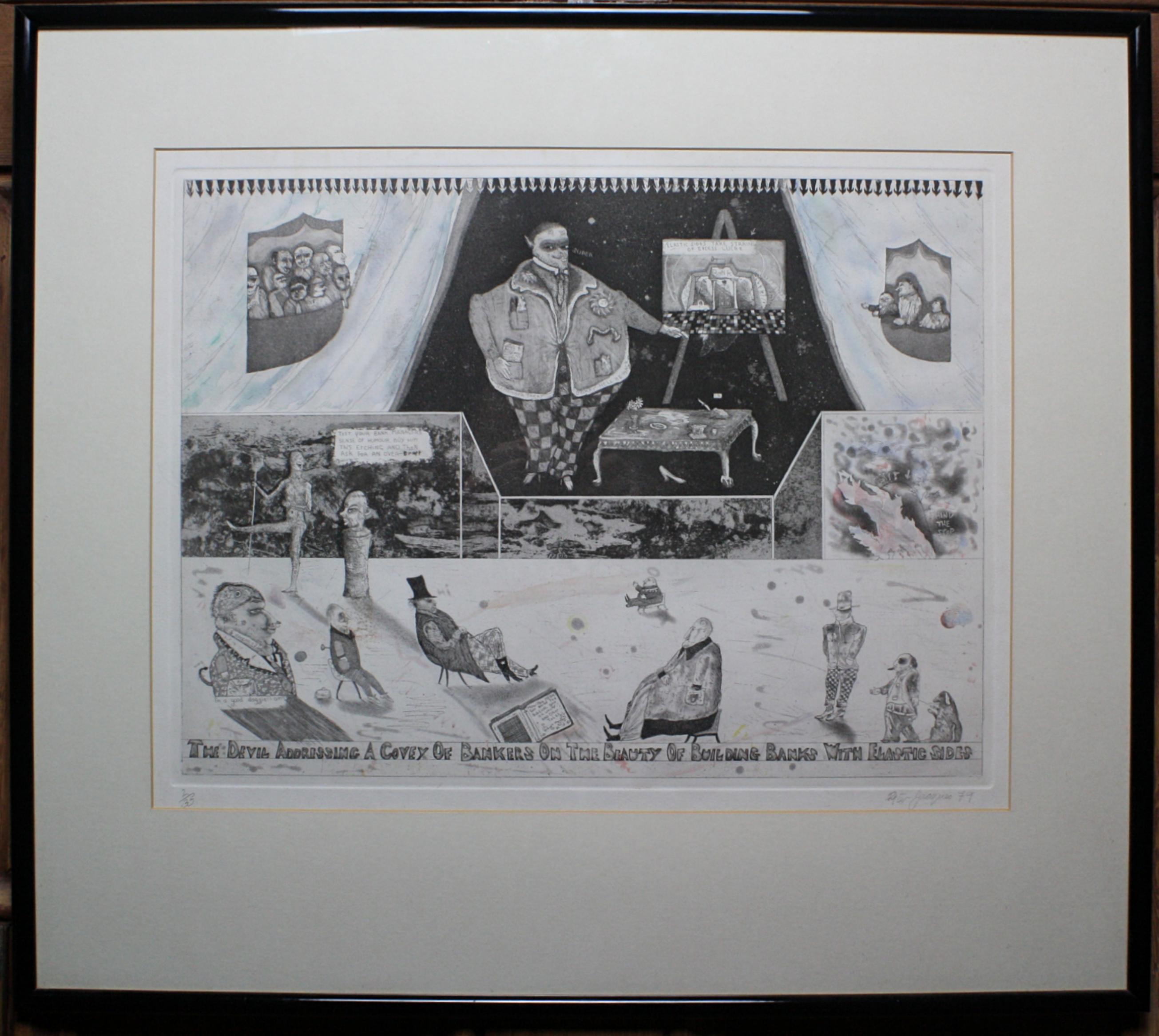 Anglais Lithographie satirique de Peter Jacques « Le diable », artiste de l'Académie royale de Londres en vente