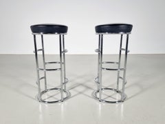 "Satish" bar stools in leather and chromed tubular steel by Eckart Muthesius