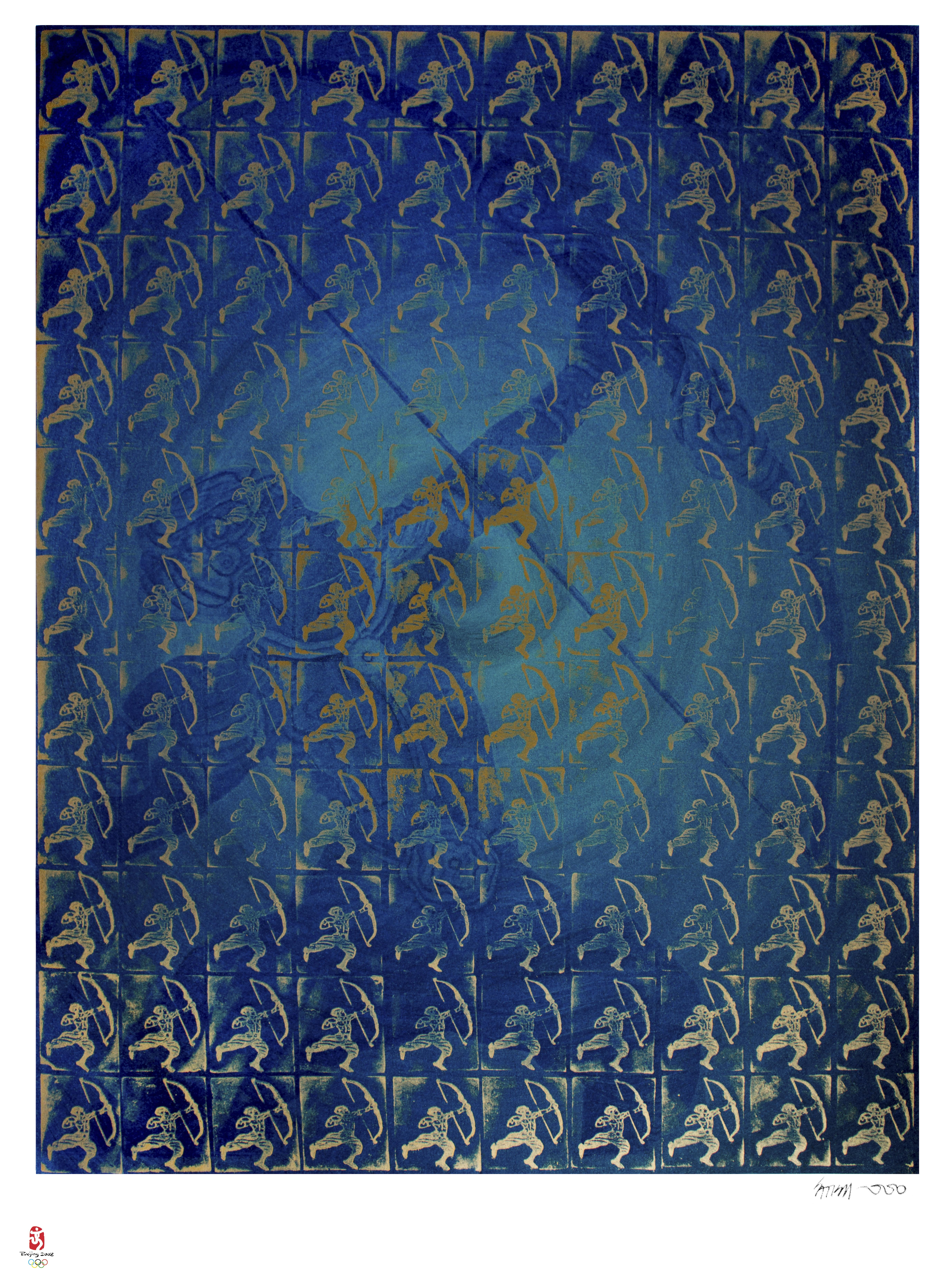Arjuna der Ace Archer – Originallithographie von Satish Gupta – 2008