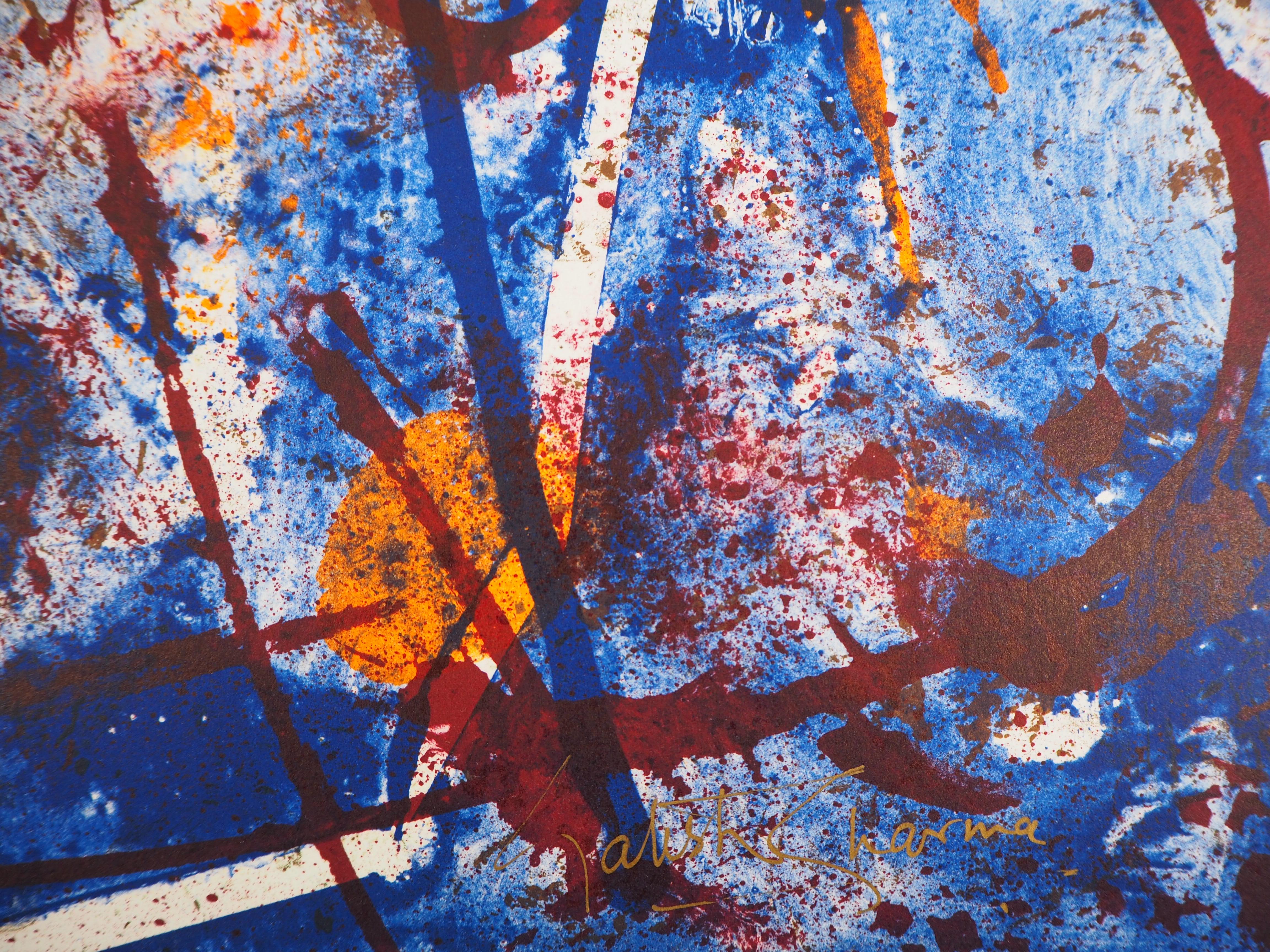 Sunset - Original lithograph, Handsigned - Print by Satish SHARMA