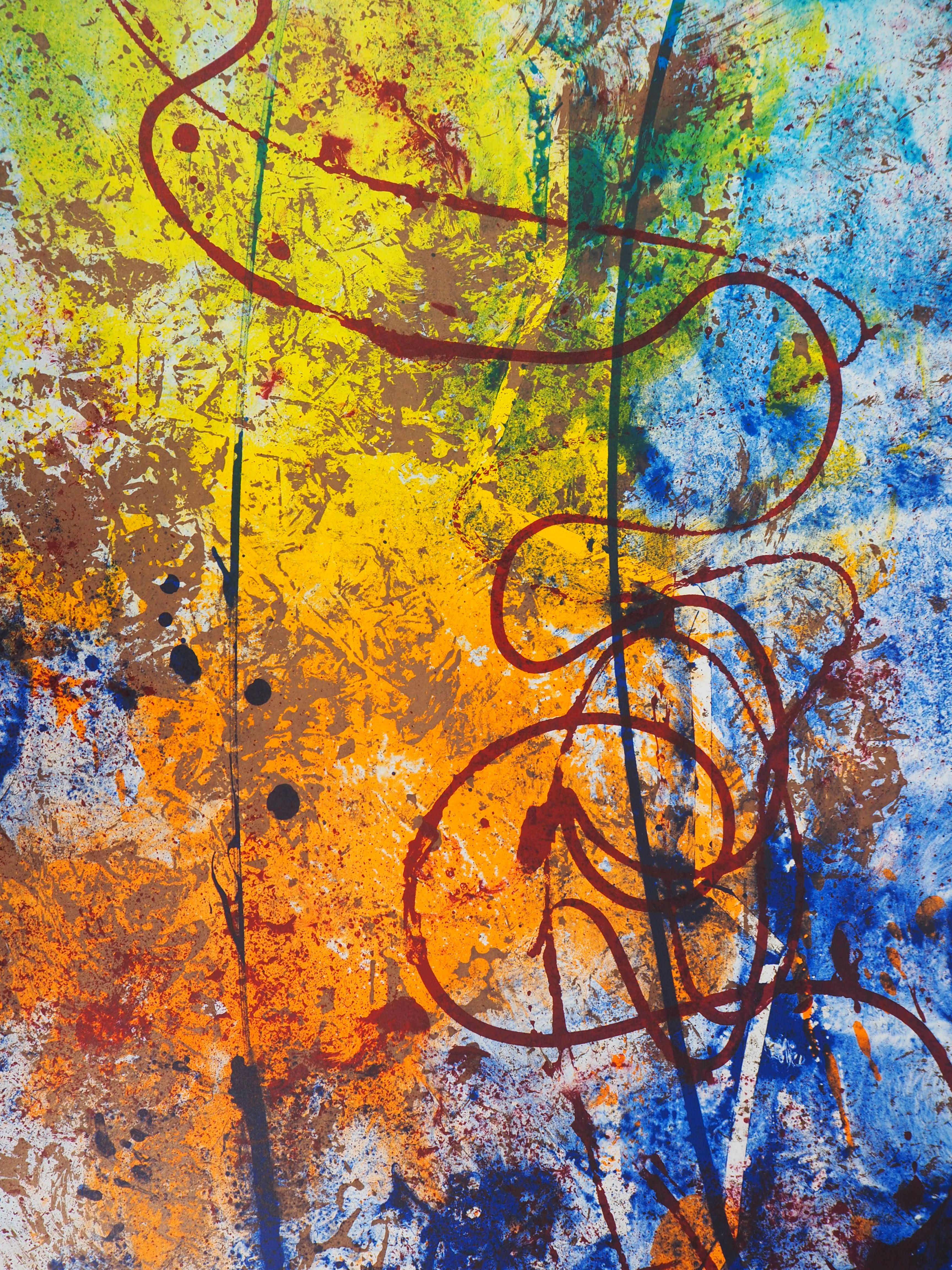 Sunset - Original lithograph, Handsigned - Abstract Print by Satish SHARMA