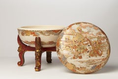 Satsuma Box on its Wooden Display Stand, circa 1850