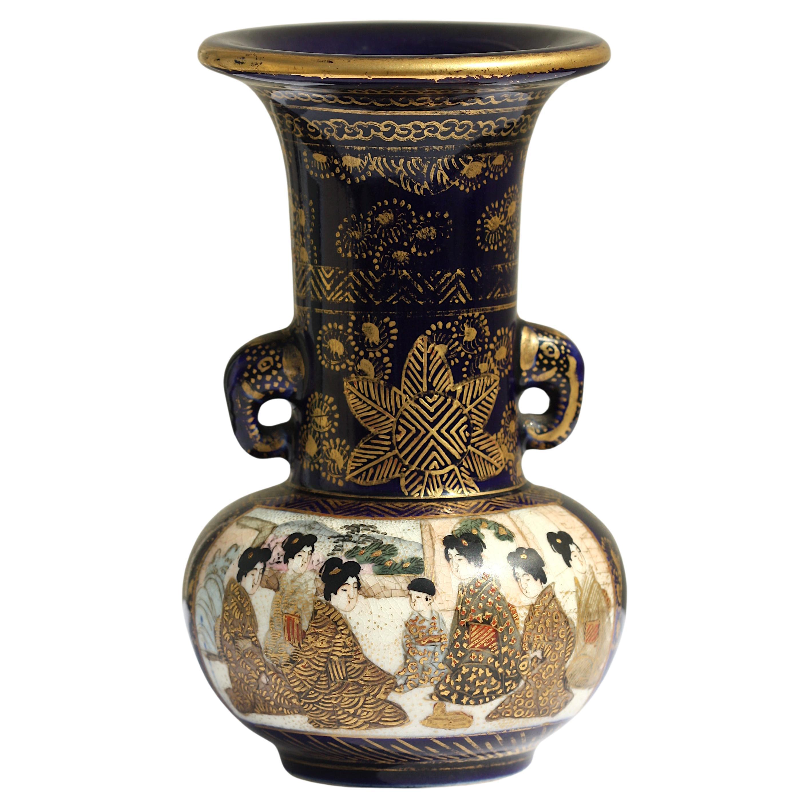 Satsuma earthenware cabinet vase