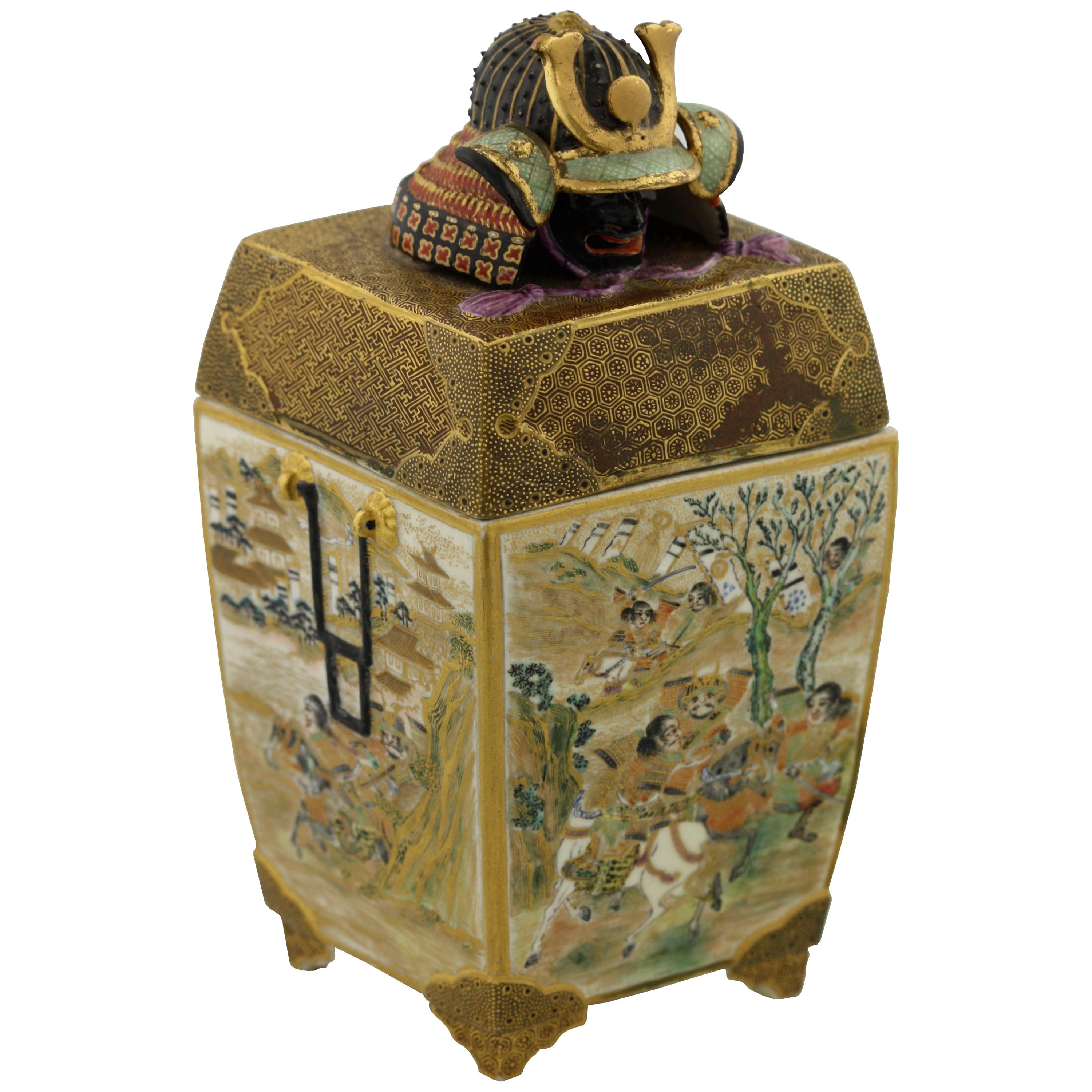 Satsuma Earthenware Vase and Cover, Japanese, Meiji Period