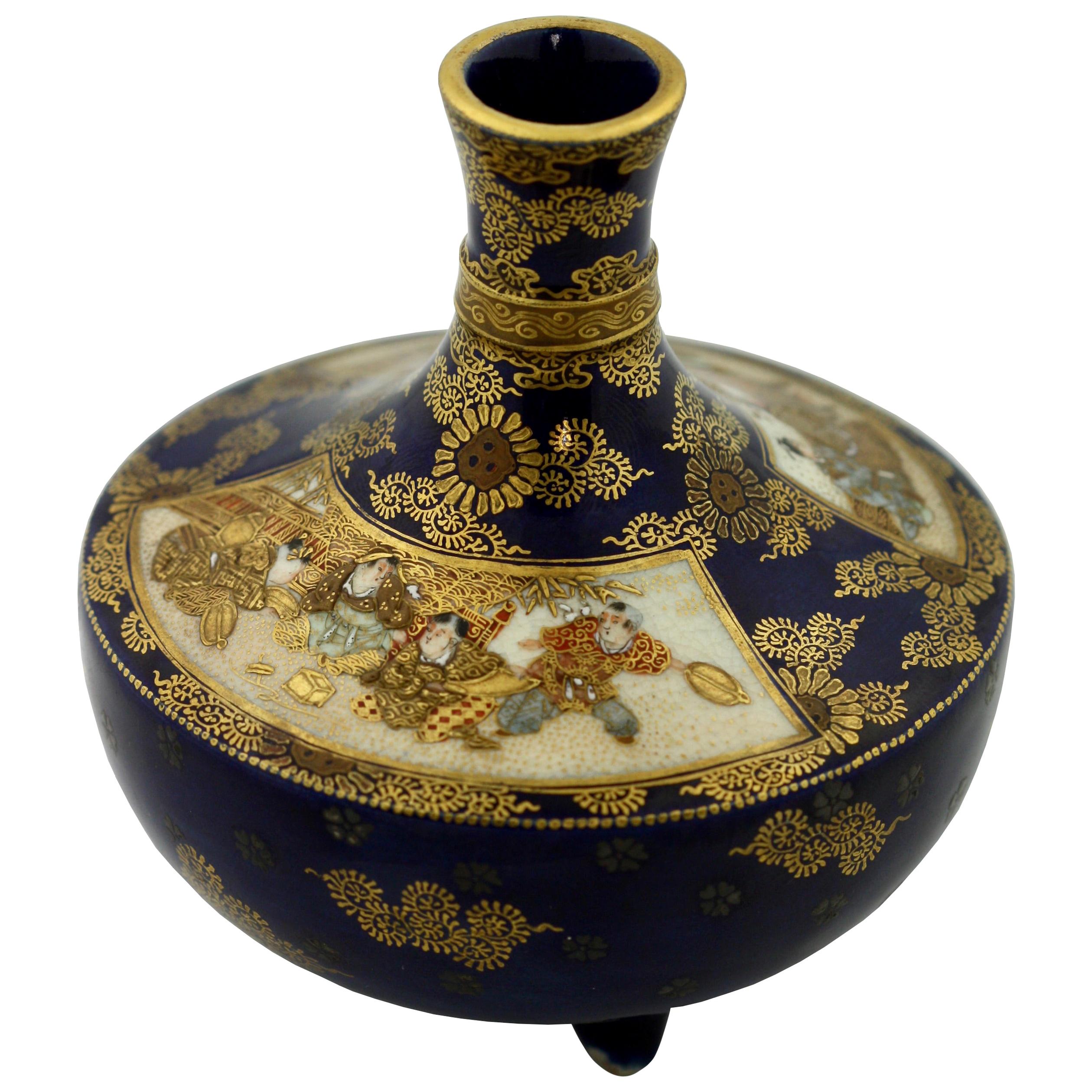 Satsuma Earthenware Vase, by Kinkozan For Sale