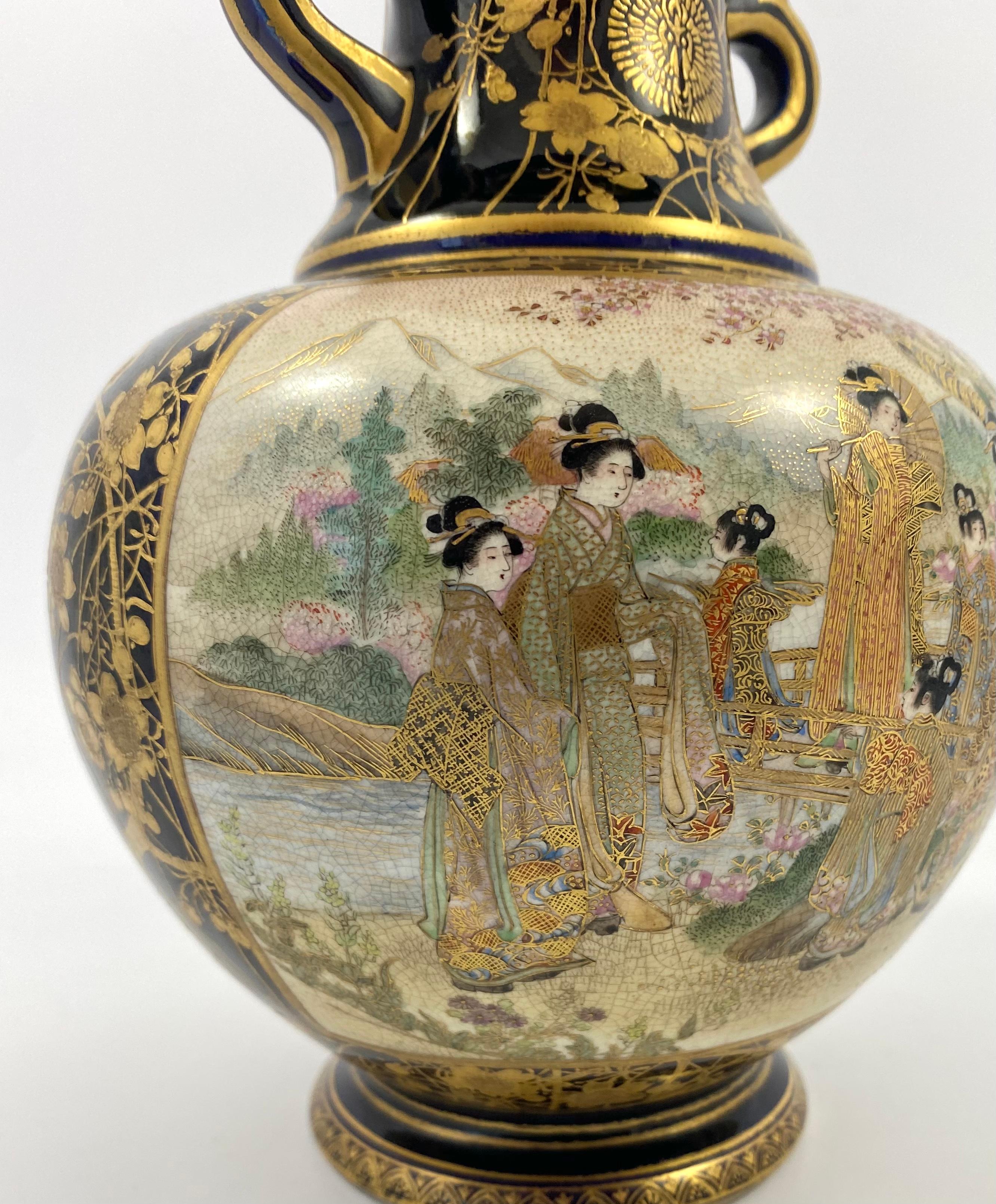 Satsuma Earthenware Vase, Kinkozan, Meiji Period 6