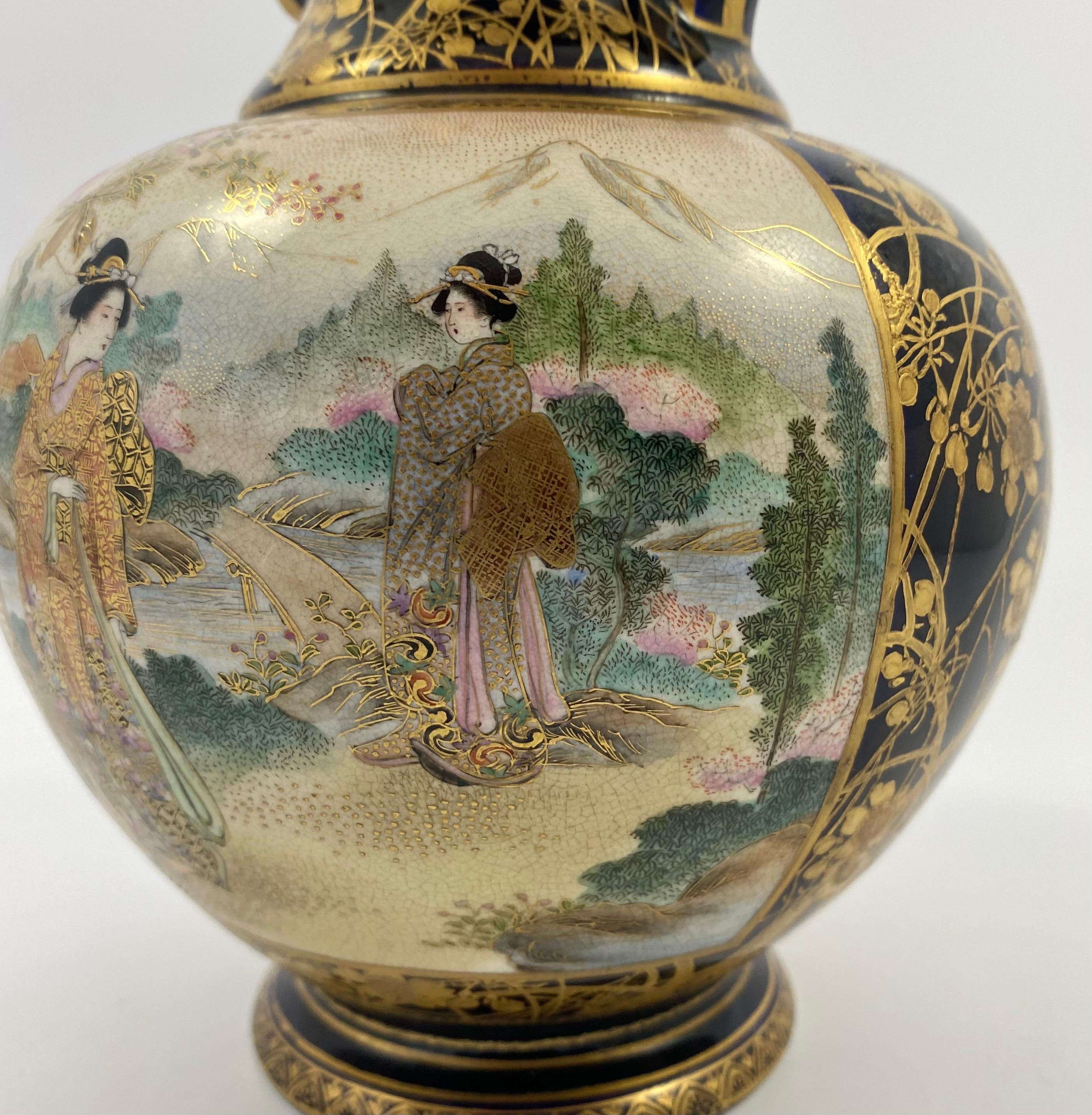 Satsuma Earthenware Vase, Kinkozan, Meiji Period 9