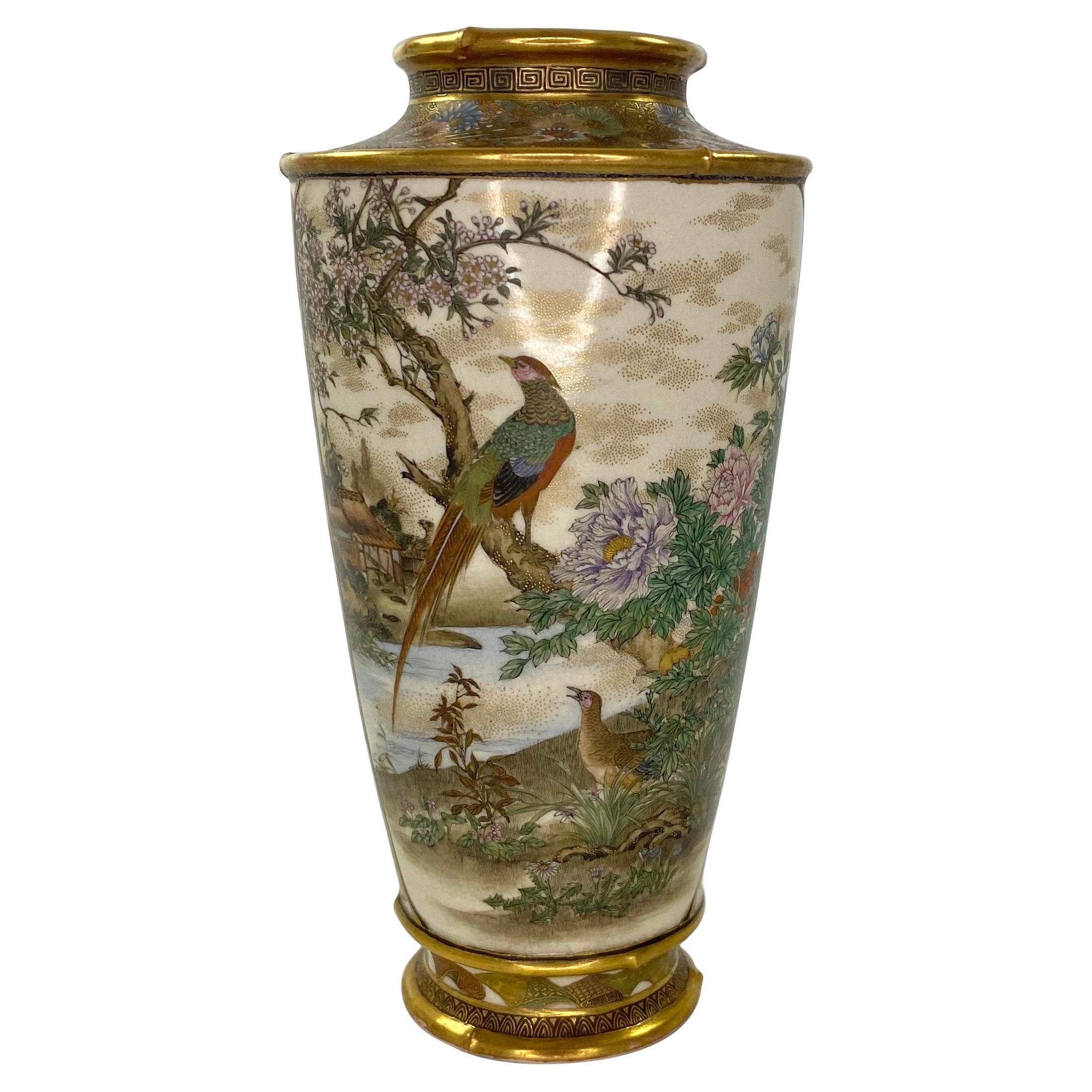 Satsuma Earthenware Vase, Ryozan Okamoto, Meiji Period