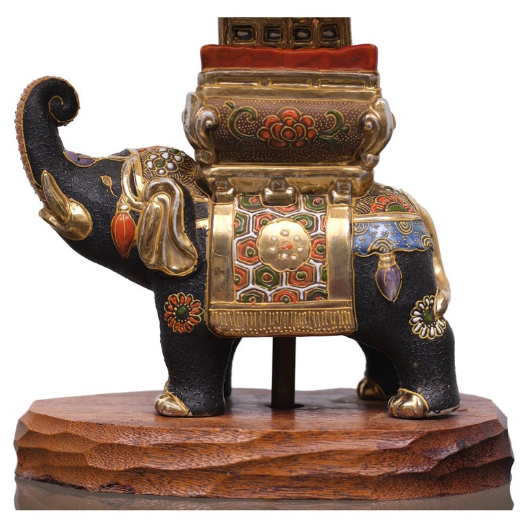 Satsuma Elephant Table Lamp, 1930s, Japan at 1stDibs